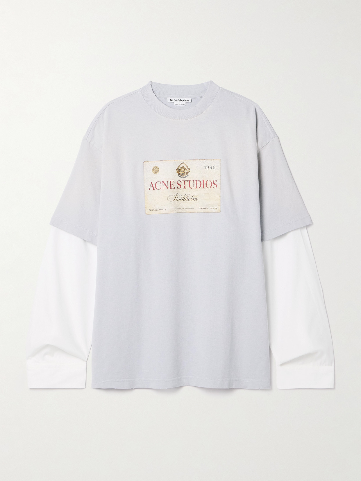 Acne Studios Edra Double U Layered Cotton Shirt In Gray