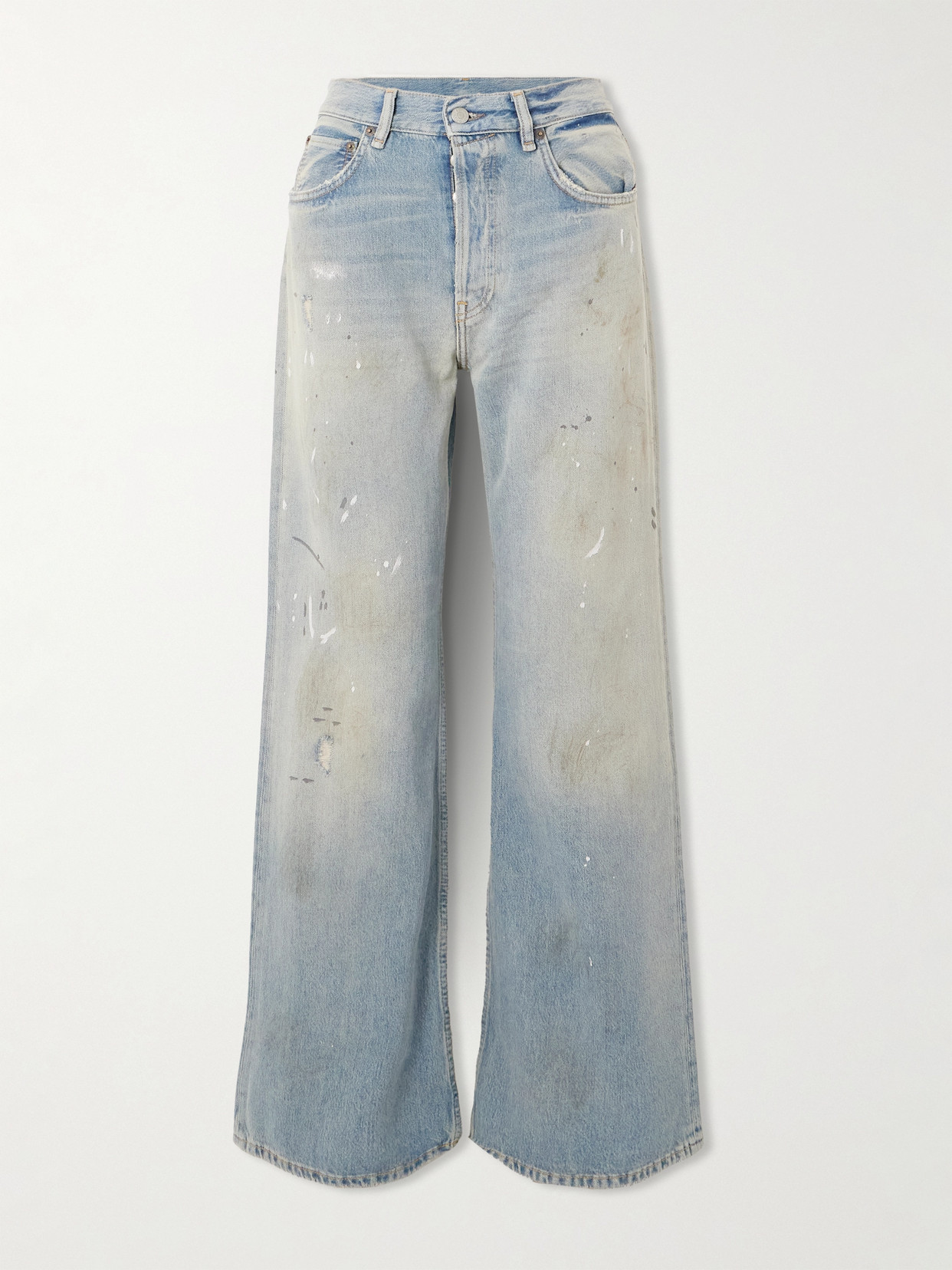 Acne Studios Distressed Mid-rise Straight-leg Organic Jeans In Blue
