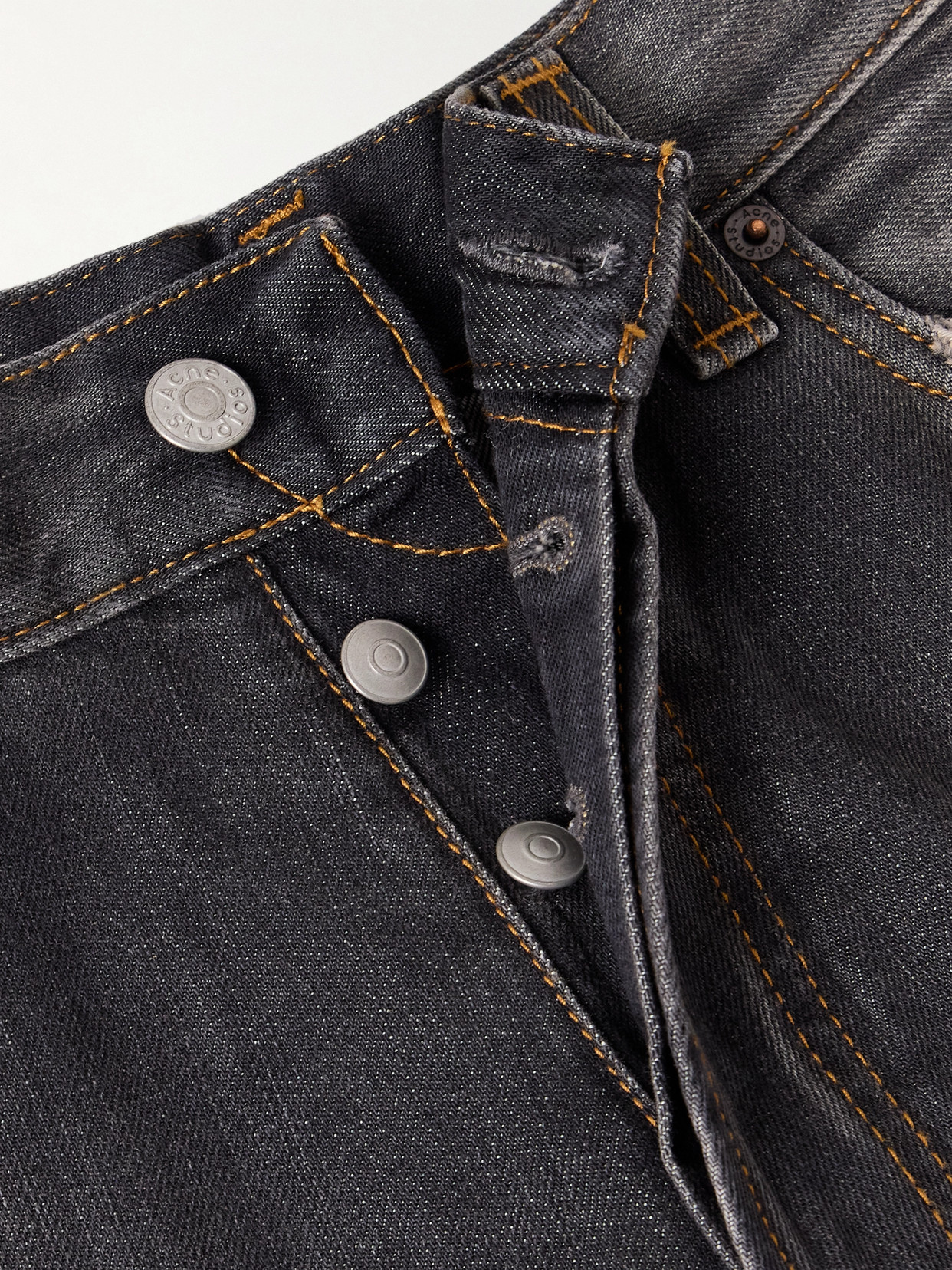 Shop Acne Studios 2023 Distressed Mid-rise Wide-leg Jeans In Black