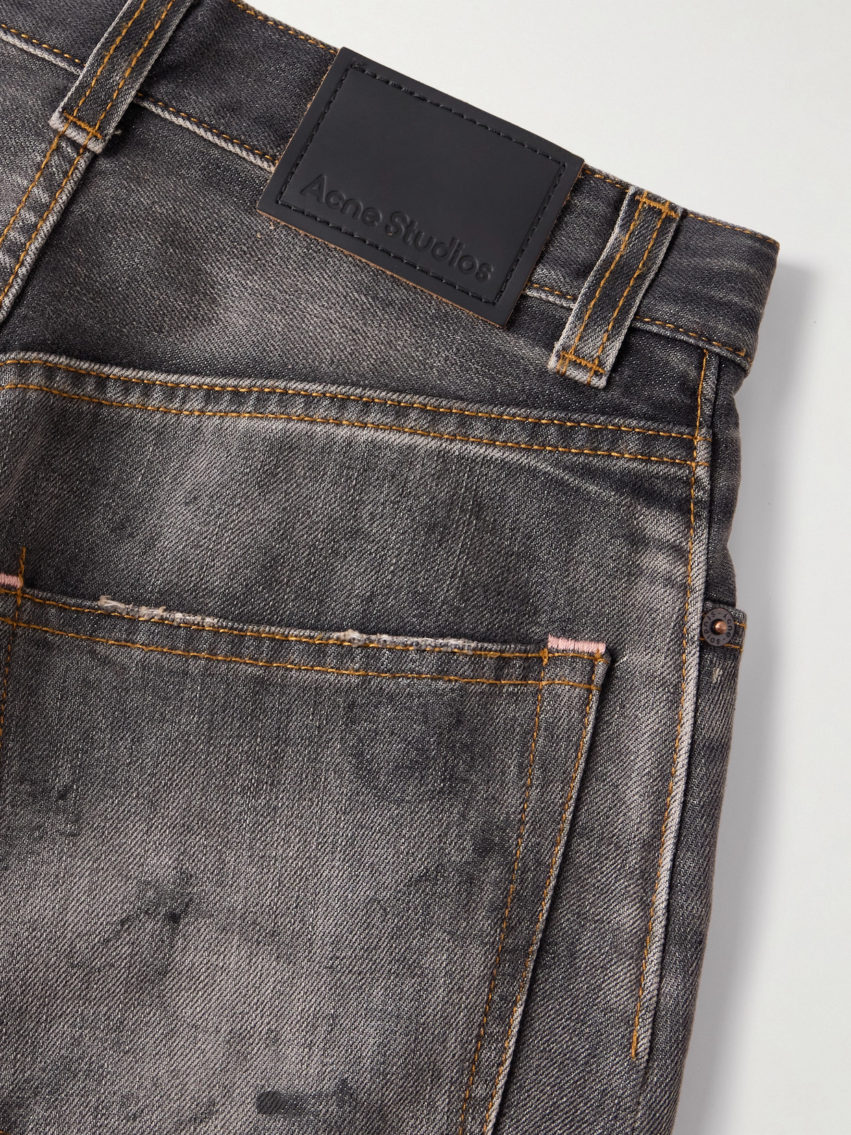 Shop Acne Studios 2023 Distressed Mid-rise Wide-leg Jeans In Black