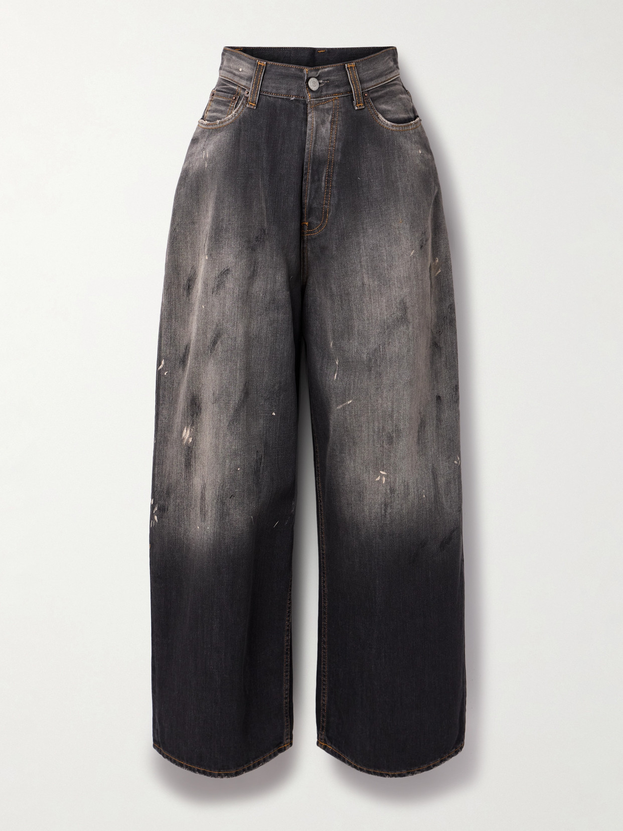 Acne Studios Distressed Mid-rise Wide-leg Jeans In Black