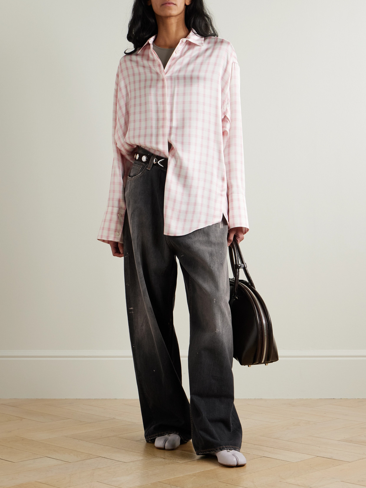 Shop Acne Studios 2023 Distressed Mid-rise Wide-leg Jeans In Black
