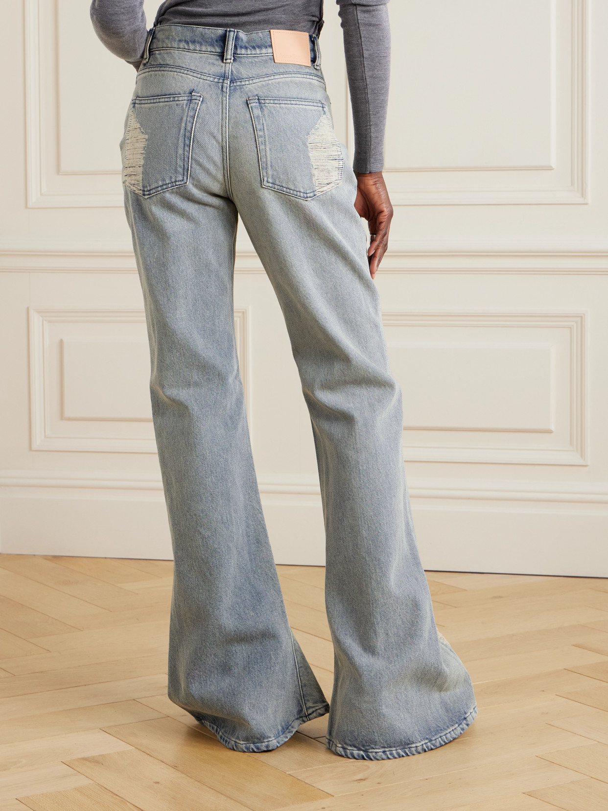Acne Studios Distressed Mid-rise Flared Jeans In Blue