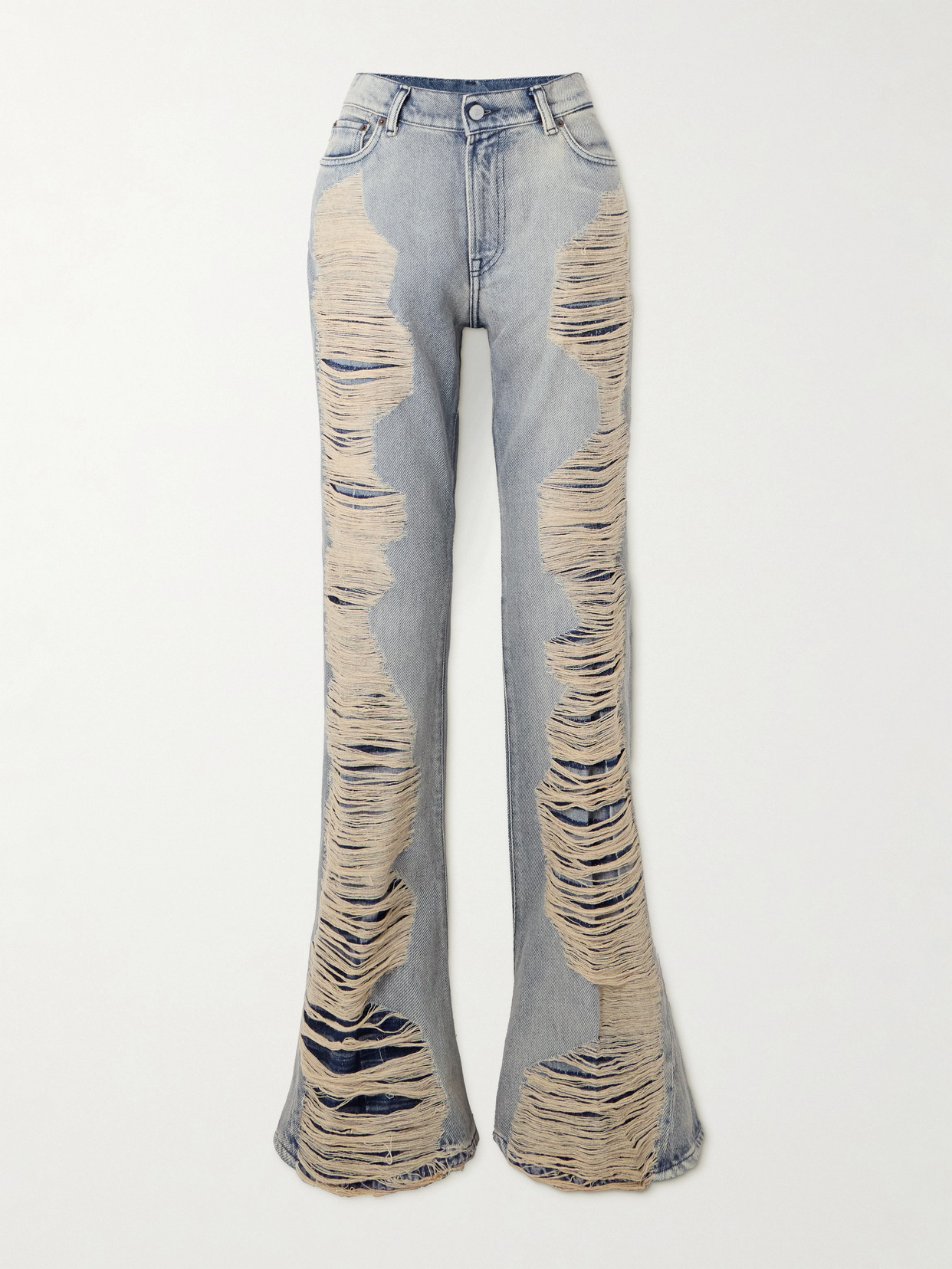 Acne Studios Distressed Mid-rise Flared Jeans In Blue