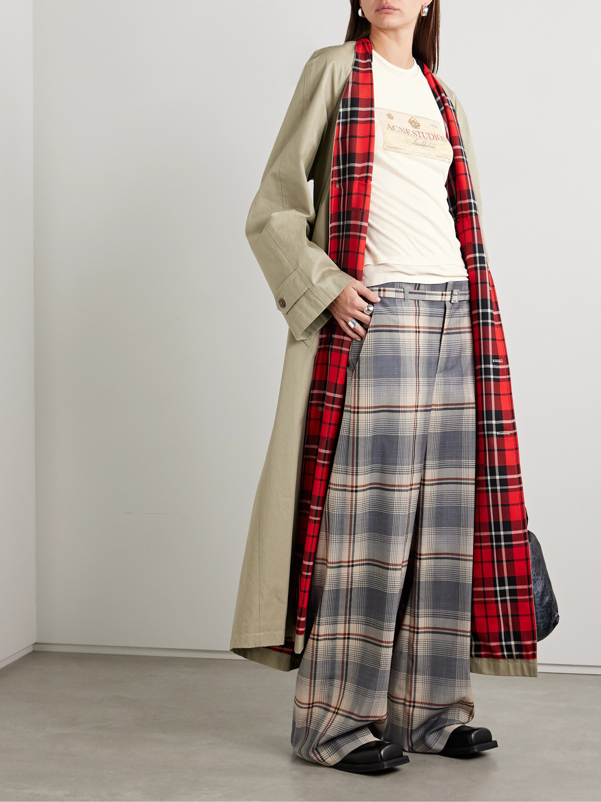 Acne Studios Layered printed ribbed modal and linen-blend jersey top thumbnail