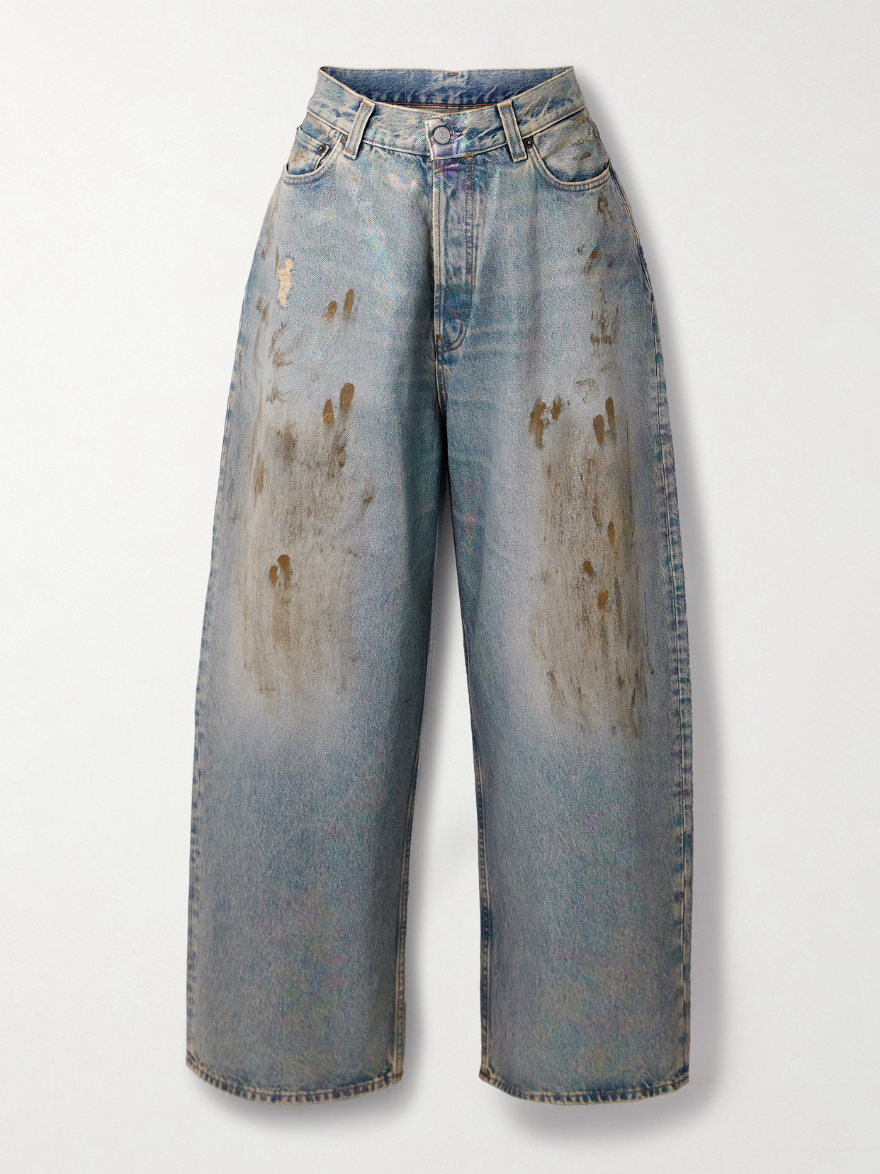 Acne Studios Distressed Mid-rise Wide-leg Jeans In Blue