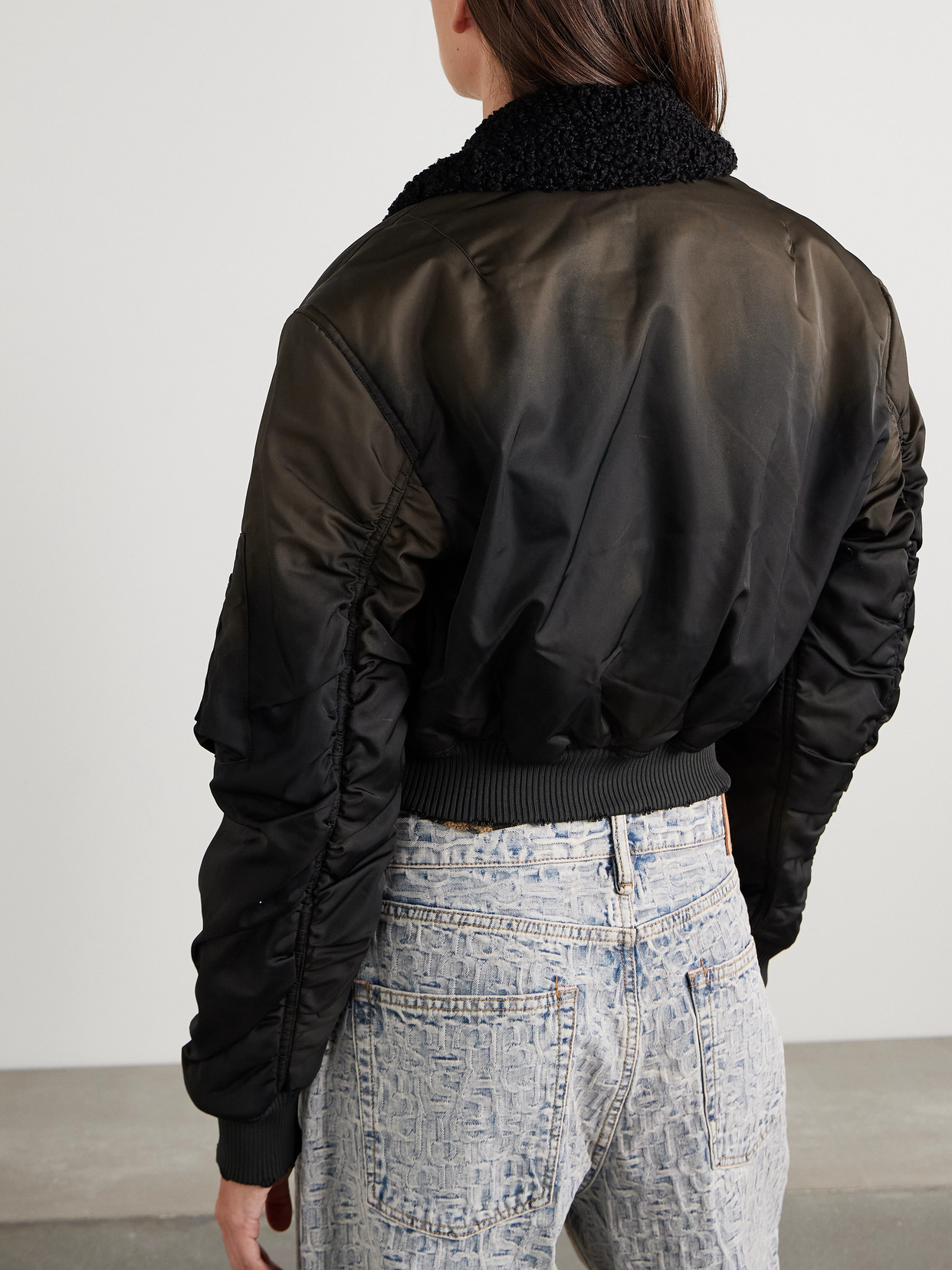 Acne Studios Fleece-trimmed Padded Shell Bomber Jacket In Brown
