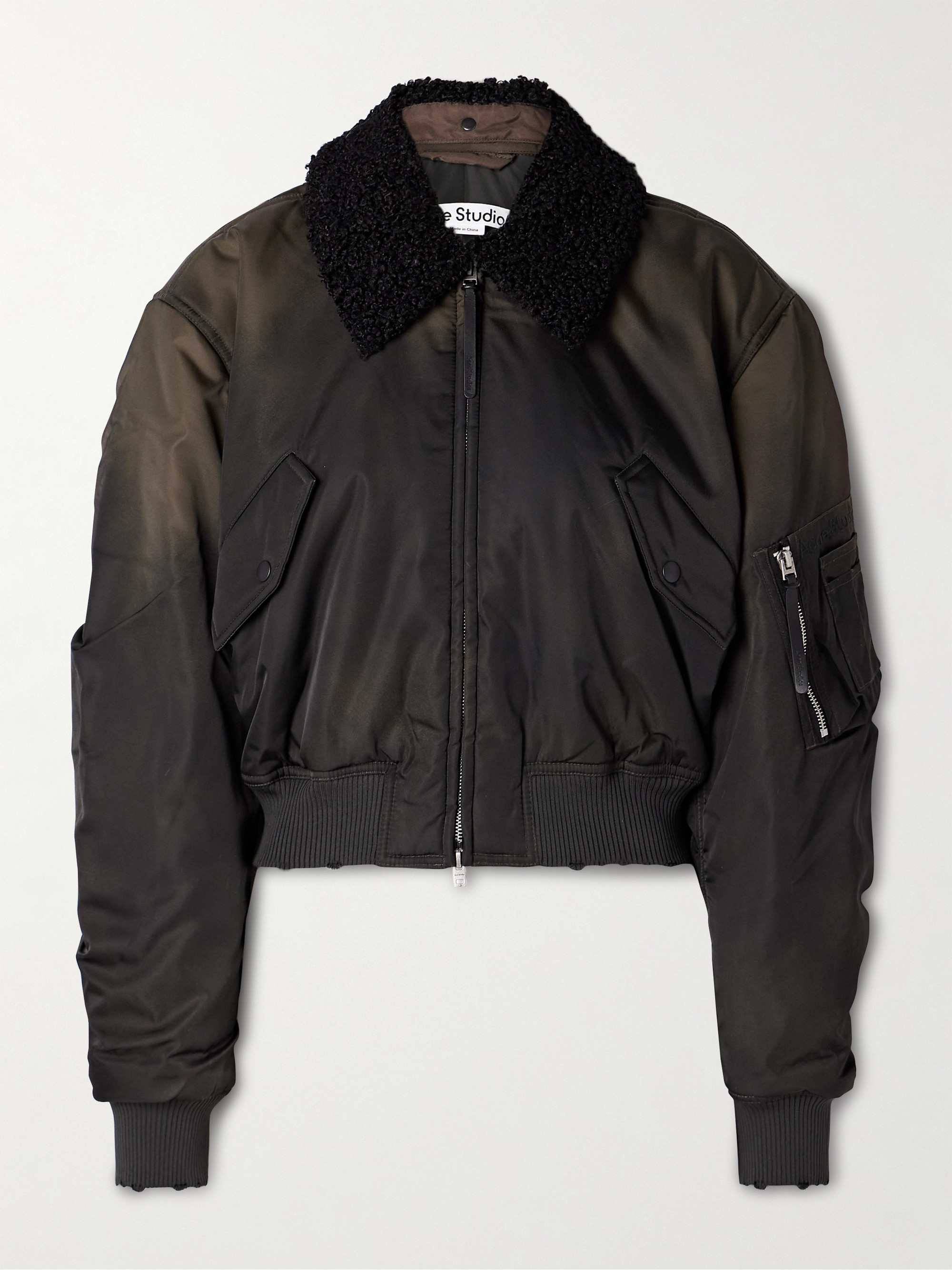 Acne Studios Fleece-trimmed padded shell bomber jacket thumbnail