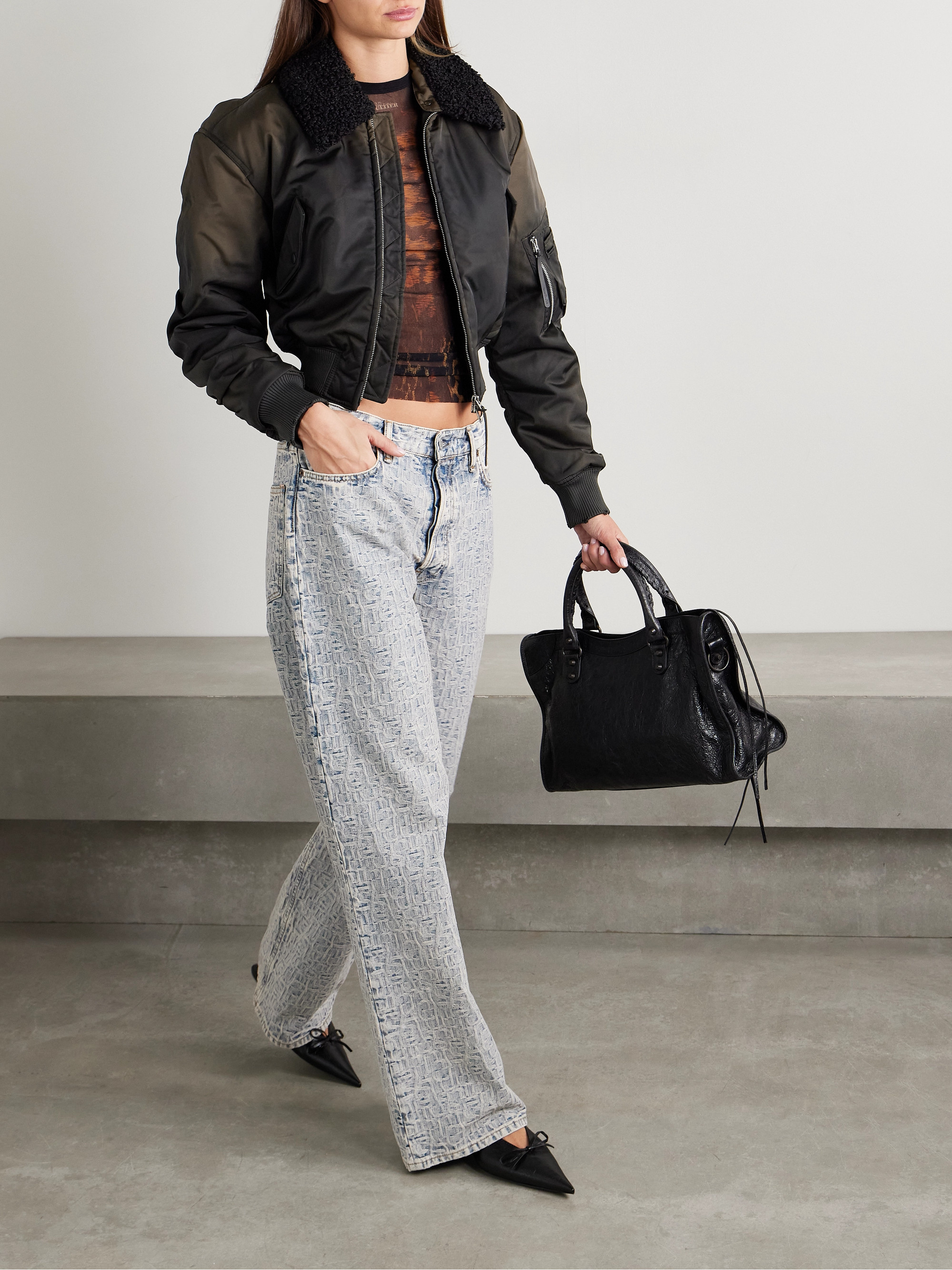 Acne Studios Fleece-trimmed padded shell bomber jacket