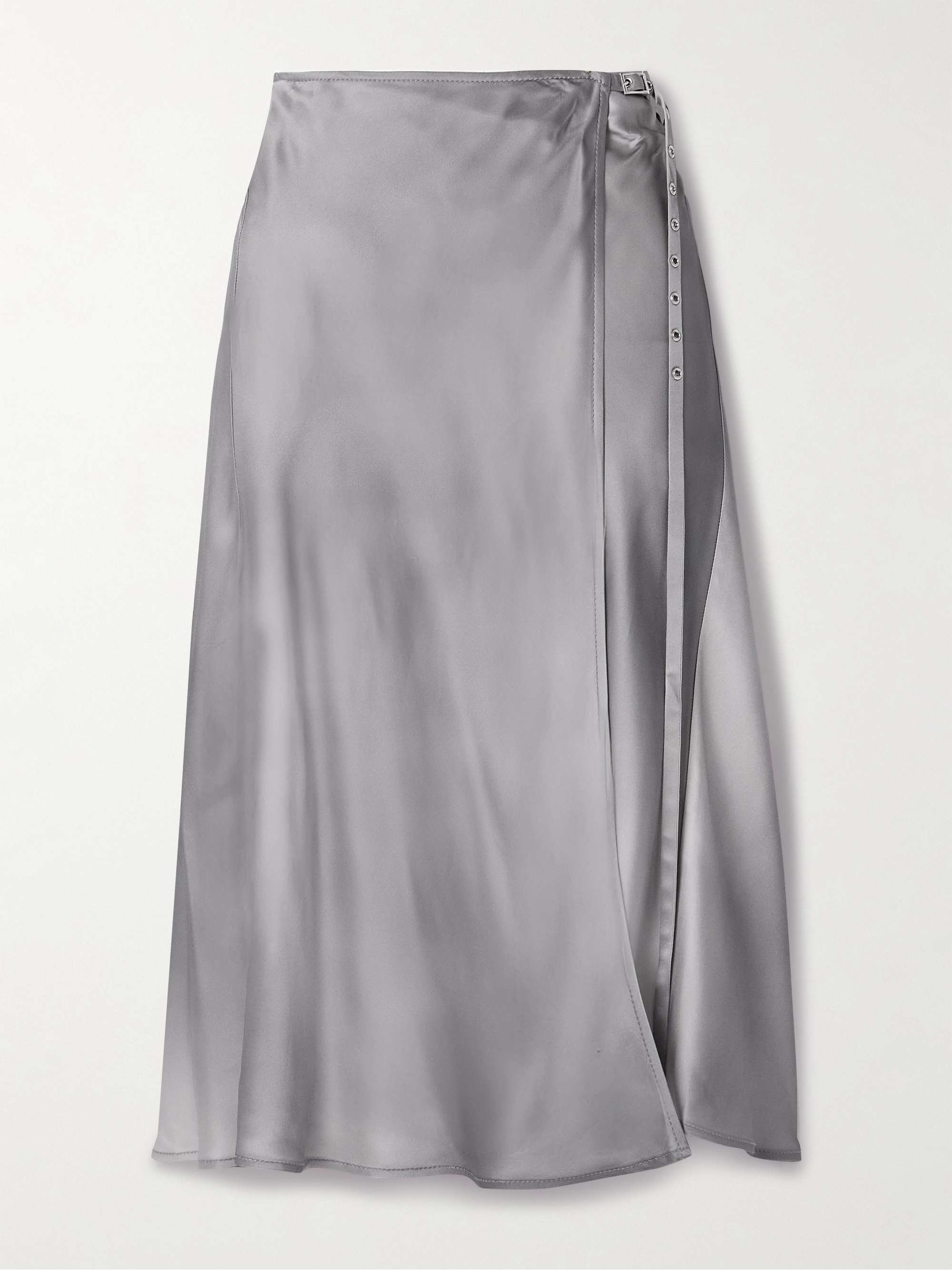 ACNE STUDIOS Belted satin midi wrap skirt | NET-A-PORTER