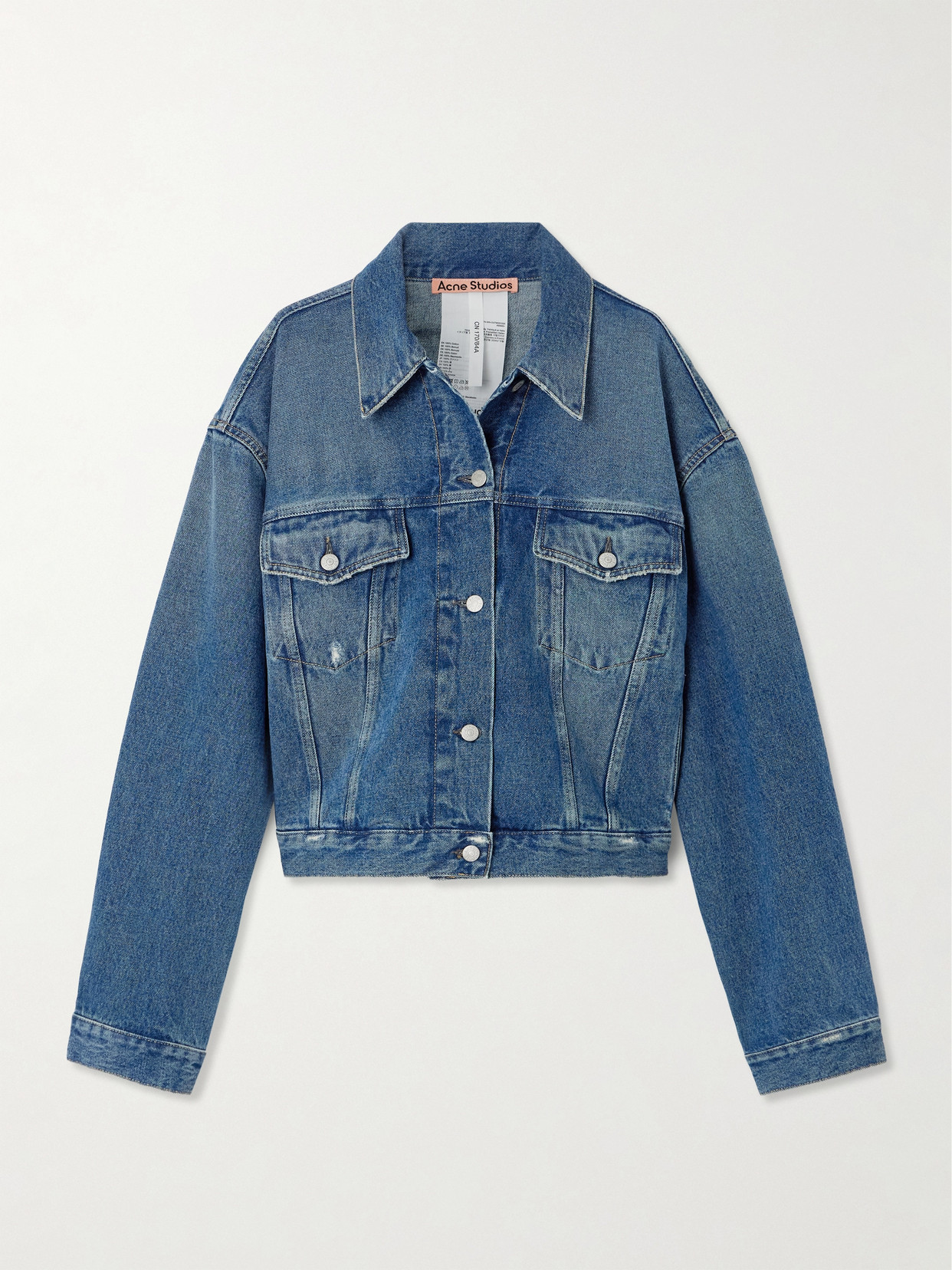 Shop Acne Studios Distressed Denim Jacket In Blue