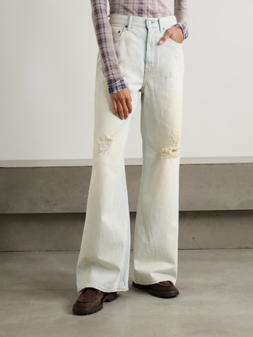 Acne Studios 2022 distressed high-rise wide-leg jeans