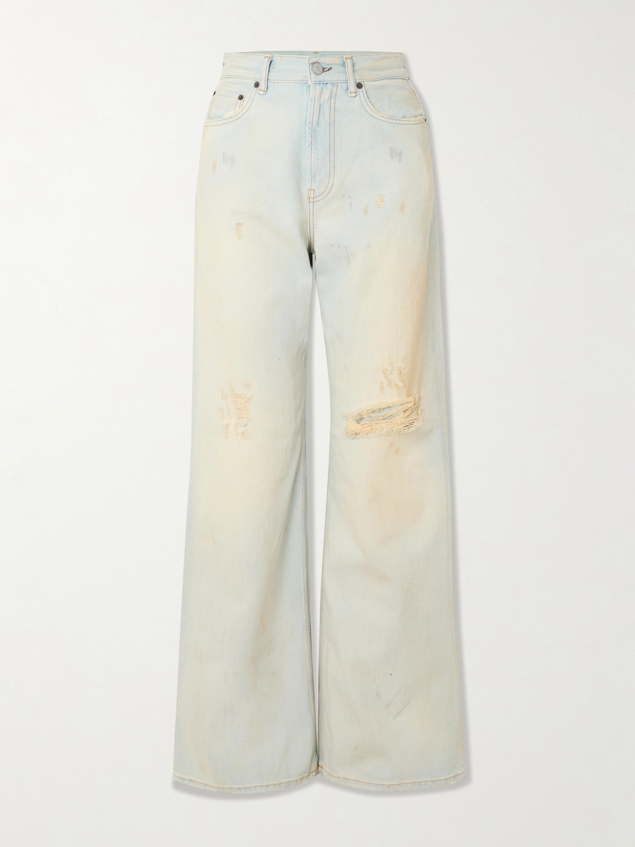 Acne Studios Distressed High-rise Wide-leg Jeans In Blue