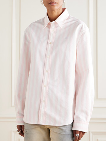 Acne Studios Embroidered striped organic cotton Oxford shirt