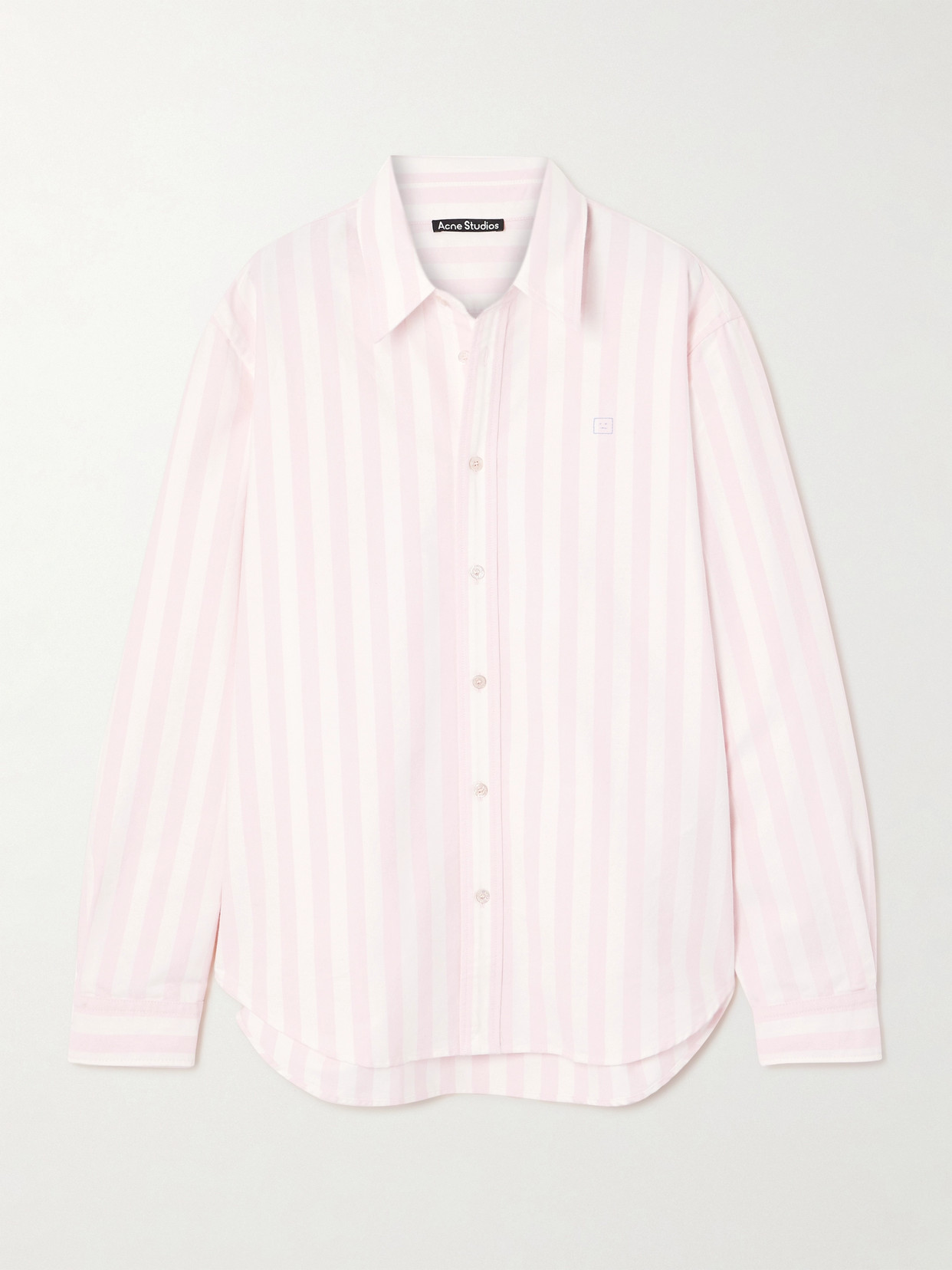 Acne Studios Embroidered Striped Organic Cotton Oxford Shirt In White