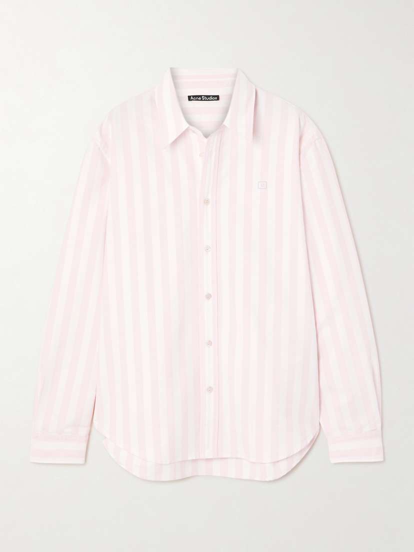 Acne Studios Embroidered Striped Organic Cotton Oxford Shirt