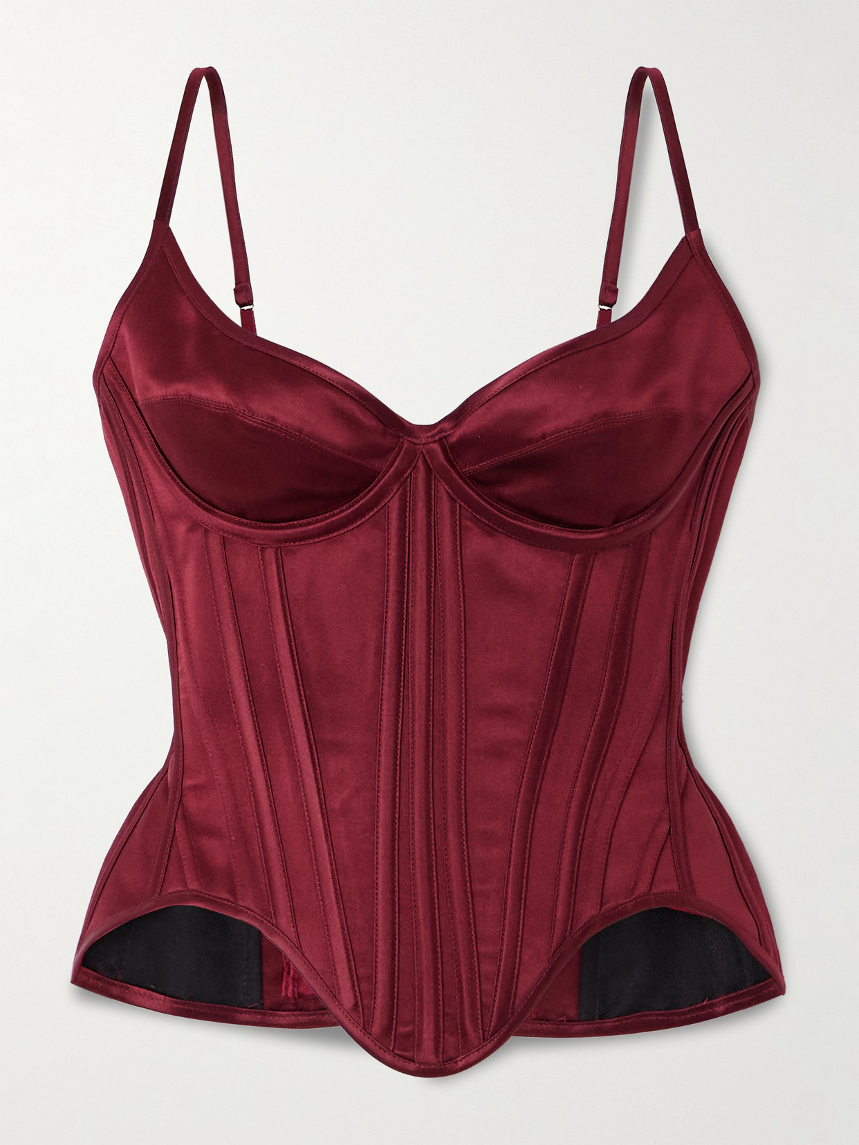 Wiederhoeft - Salon Silk-satin Bustier Top - Burgundy
