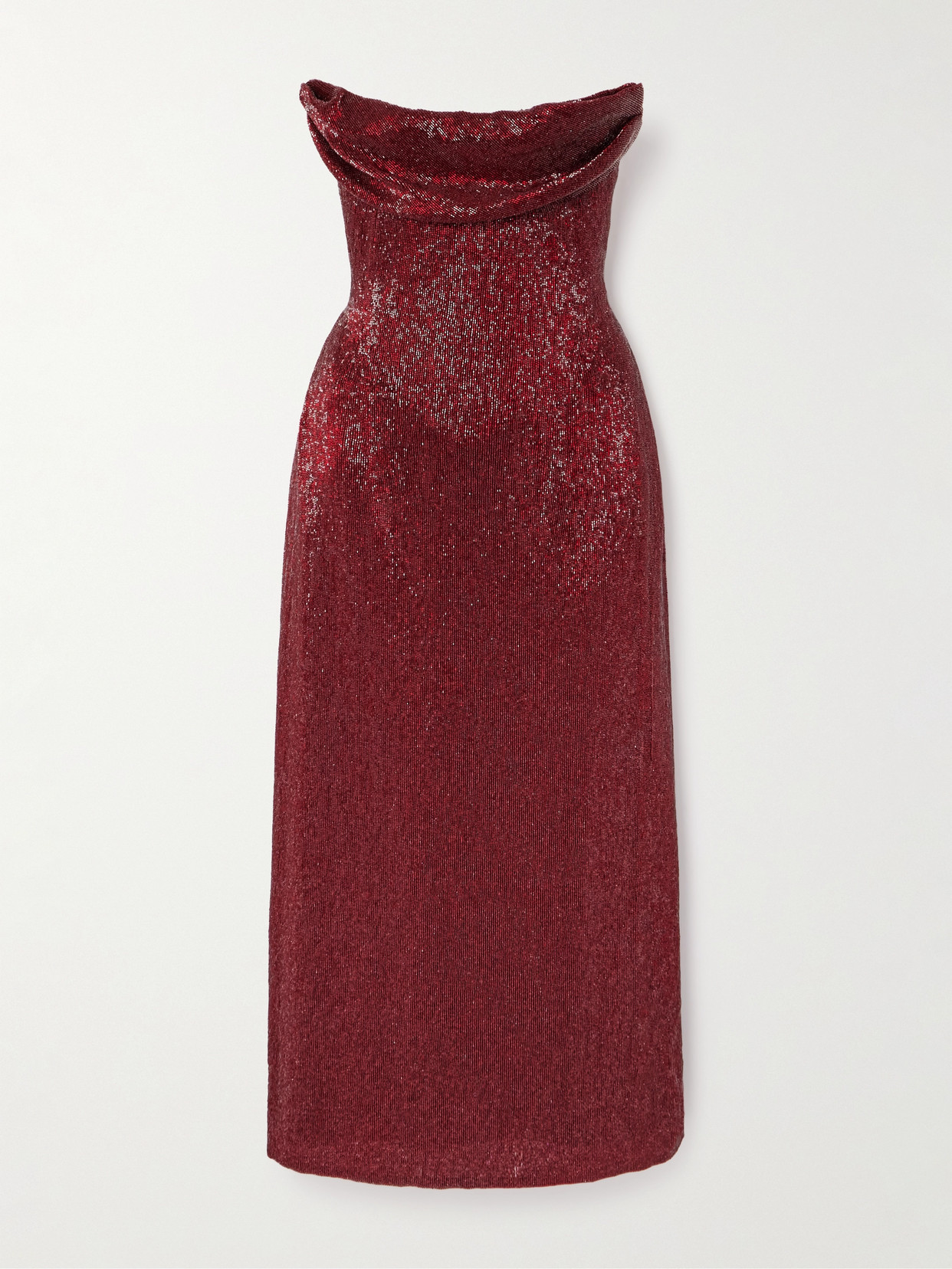 Wiederhoeft Ivy Beaded Tulle Midi Dress In Red