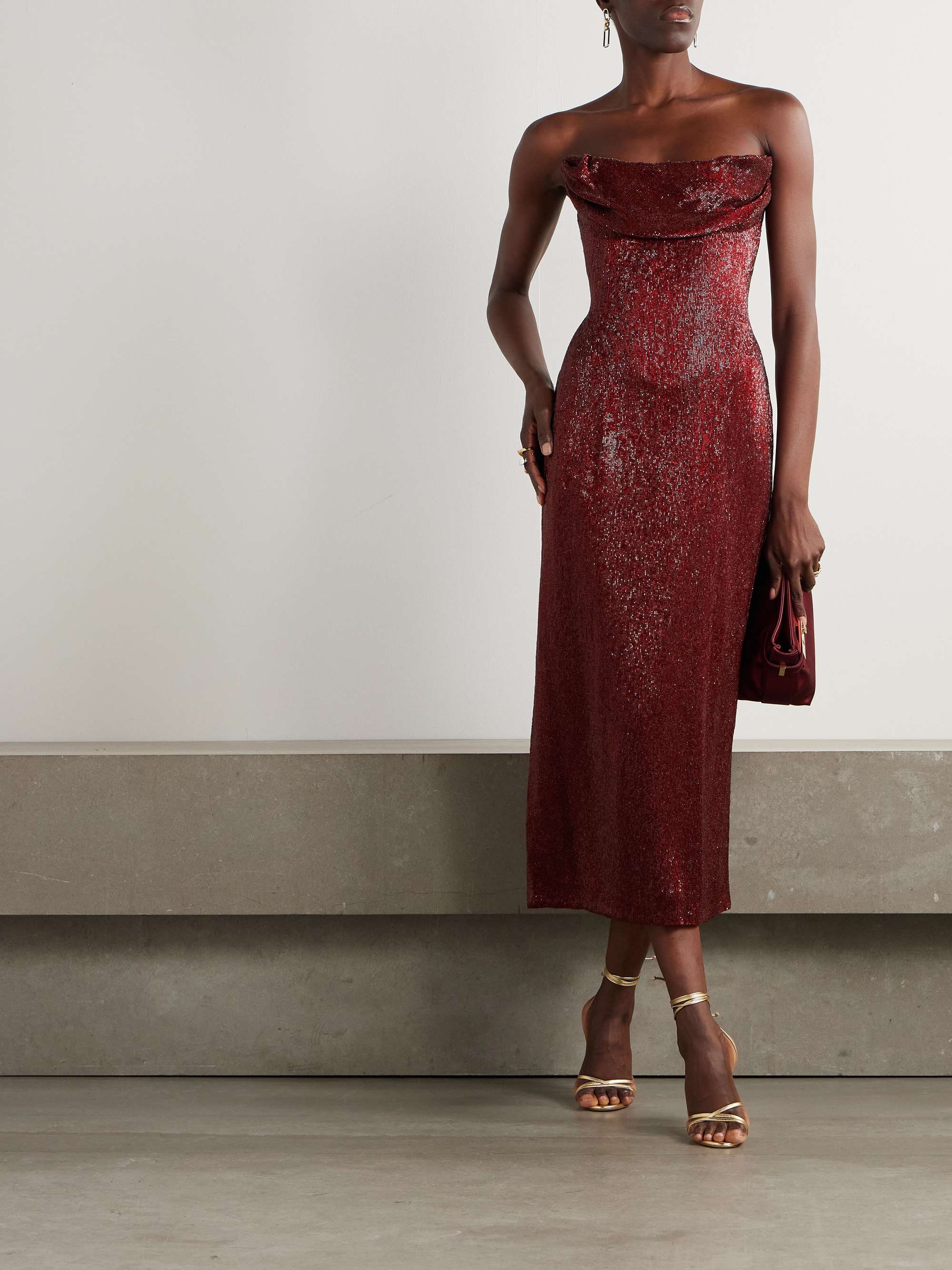 WIEDERHOEFT Ivy beaded tulle midi dress NET A PORTER