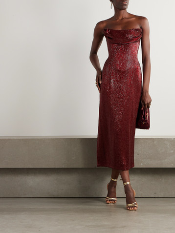 WIEDERHOEFT Ivy beaded tulle midi dress