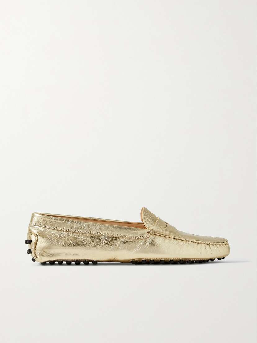 Tod's Gommino Metallic Textured-leather Loafers