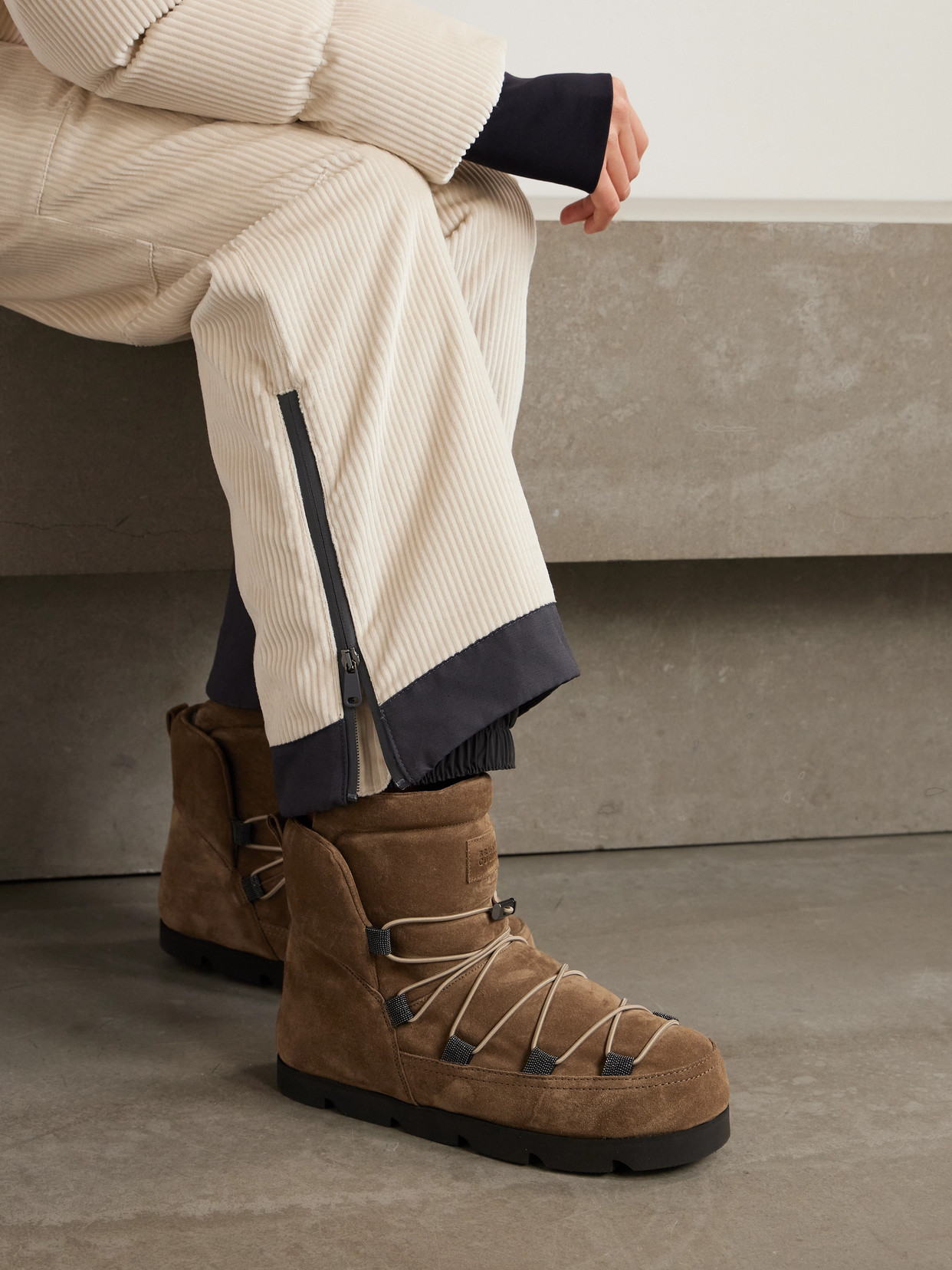 Brunello Cucinelli Padded Suede Boots In Brown
