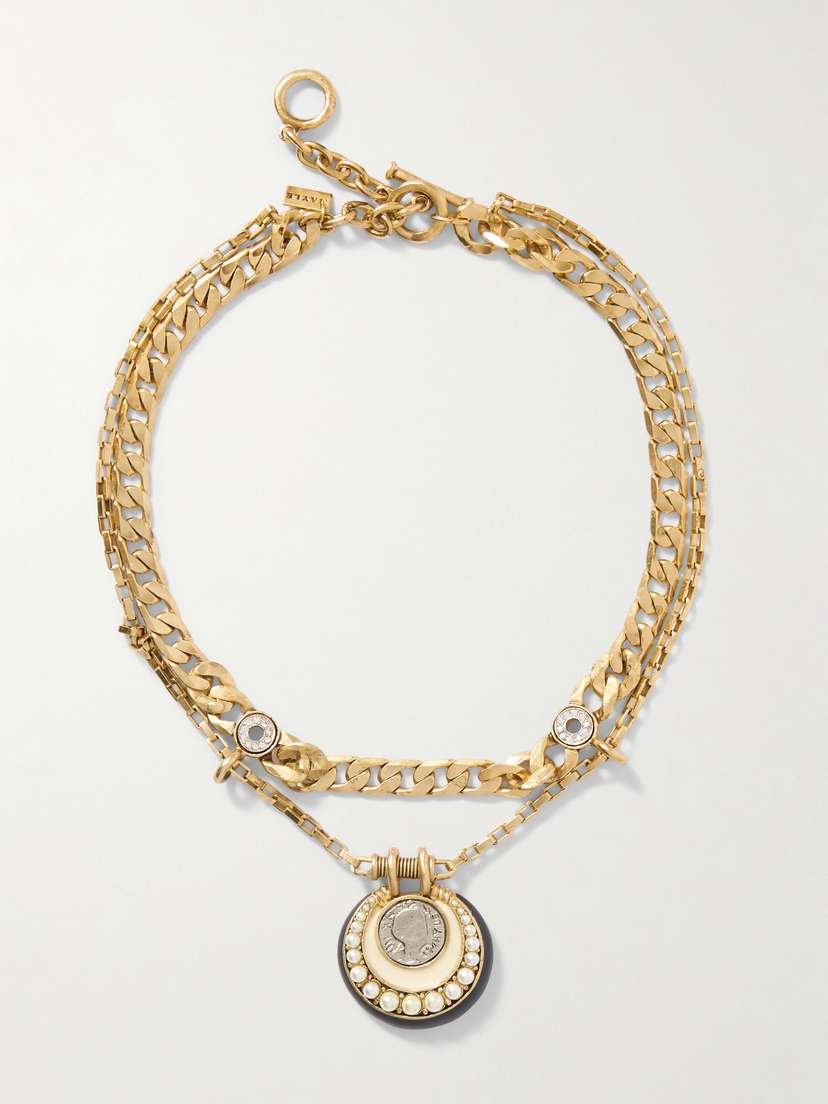 MAISON MAYLE Luna Faux Pearl, Crystal And Gold-plated Necklace
