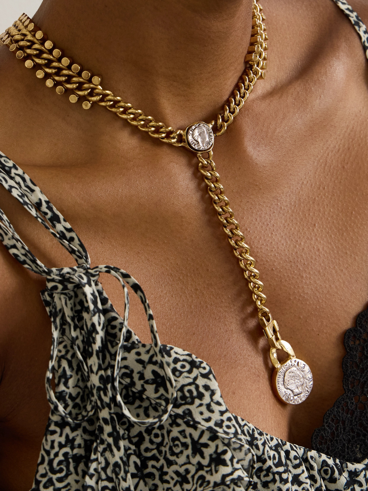 MAISON MAYLE KUSAMA RHODIUM AND GOLD-PLATED NECKLACE