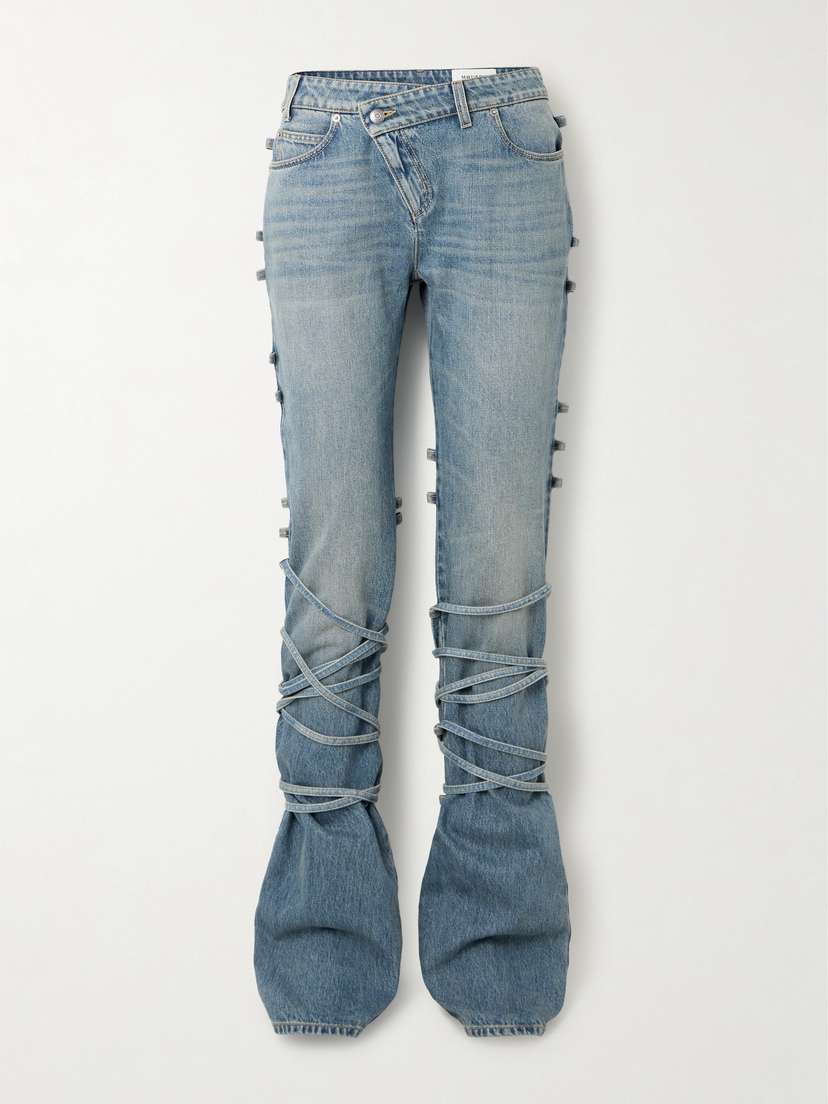 Alexander McQueen Asymmetric Knotted Mid-rise Flared Jeans