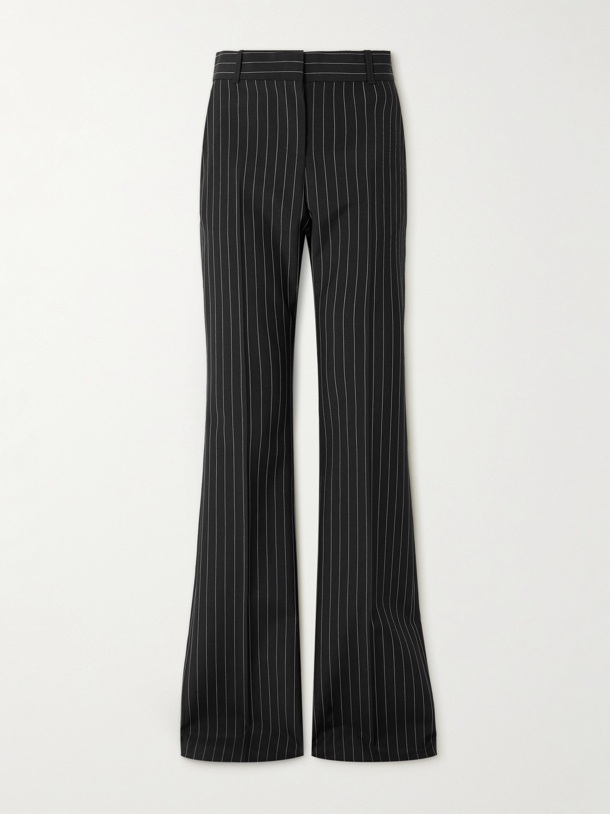 Alexander McQueen - Pinstriped Wool And Mohair-blend Flared Pants - Black