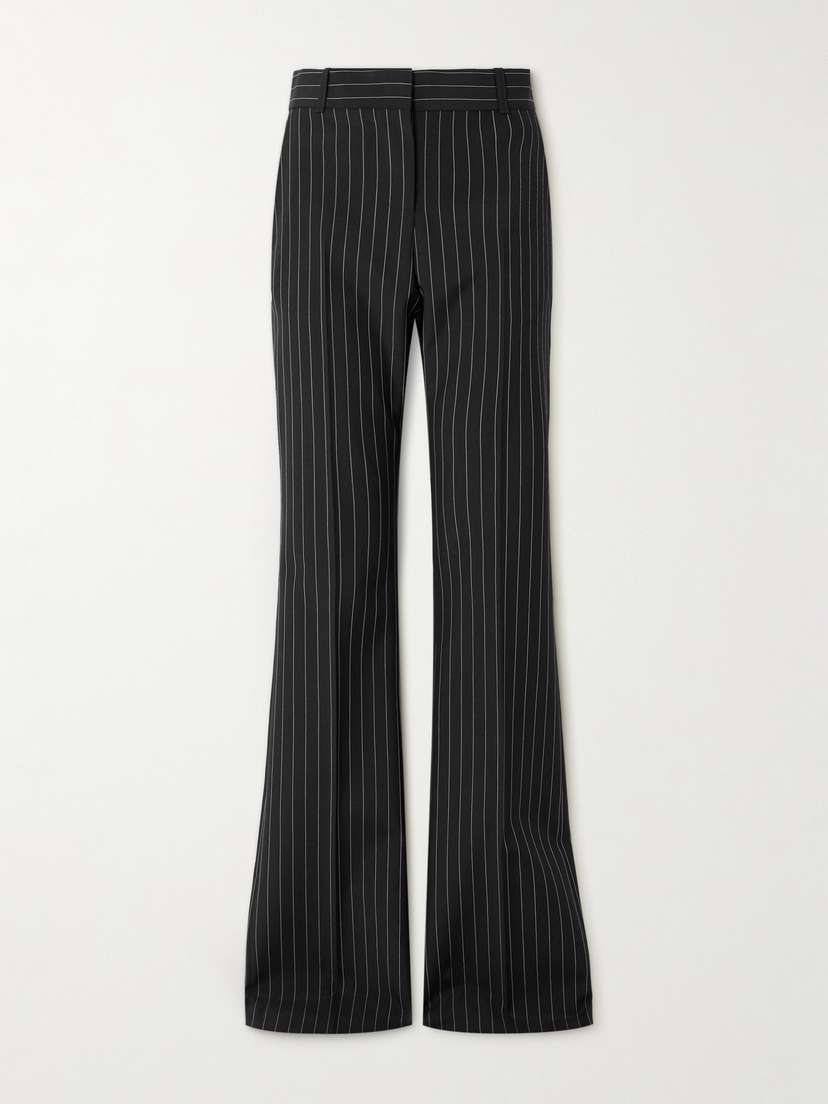 McQueen Pinstriped Wool And Mohair-blend Flared Pants