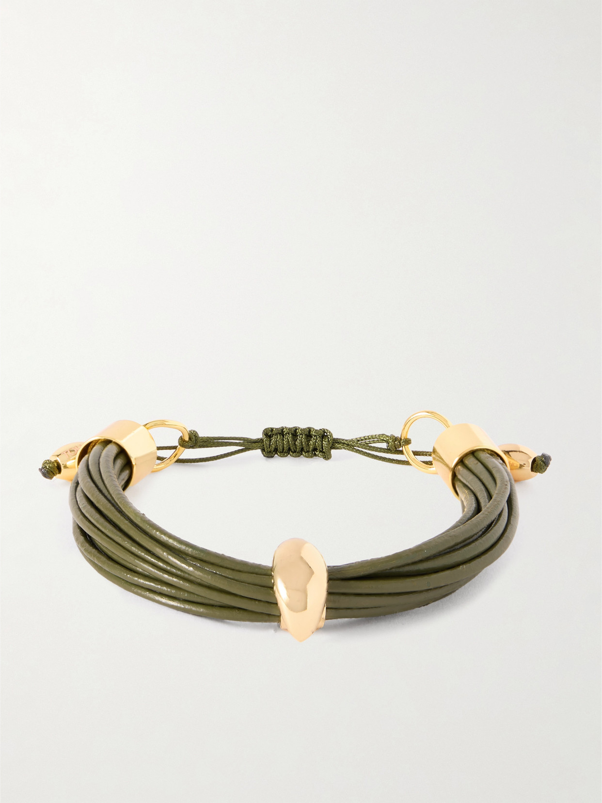Tohum Terra Mali Gold-plated And Leather Bracelet In Green