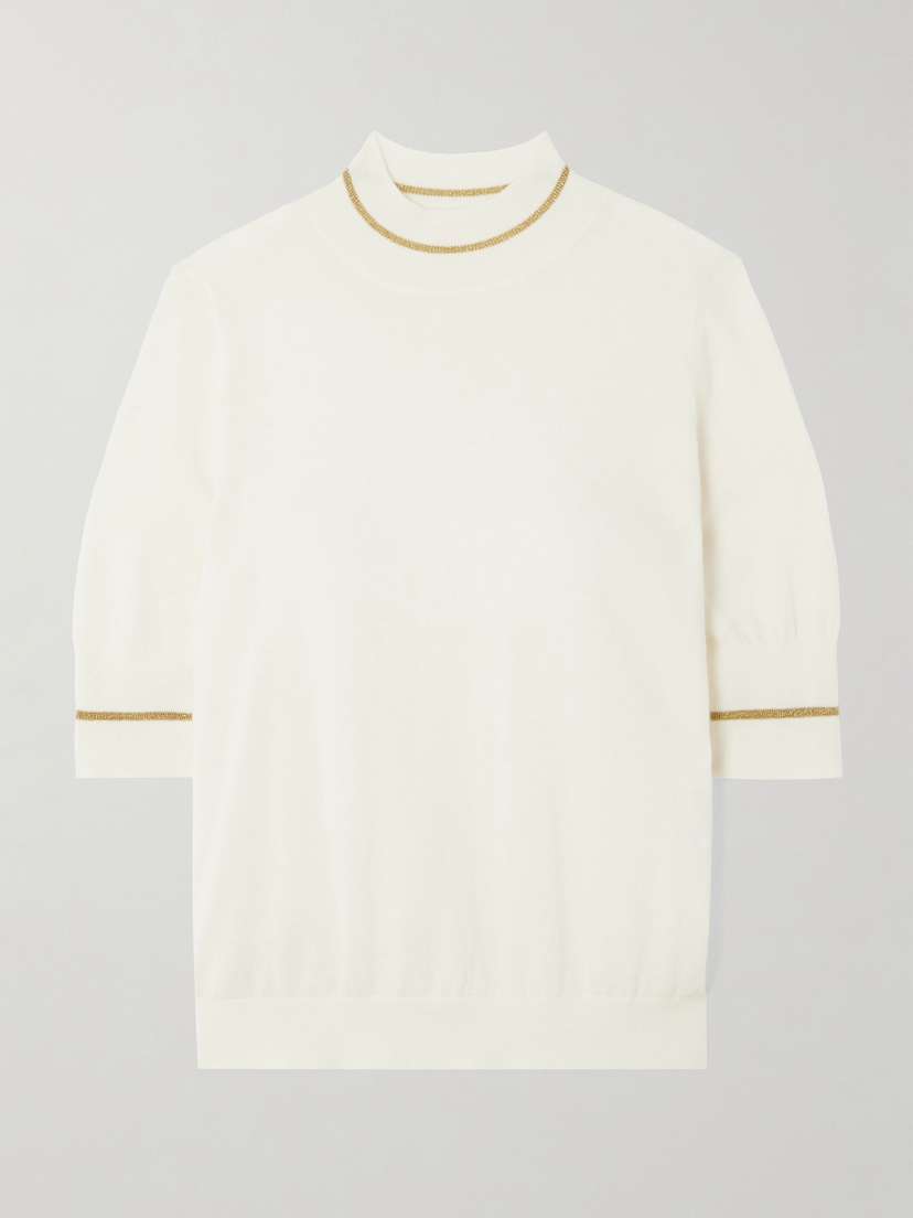 Eres Décembre Metallic-trimmed Cashmere Sweater