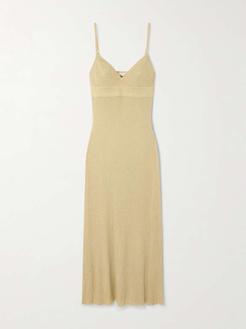 Eres Metallic Ribbed-knit Midi Dress