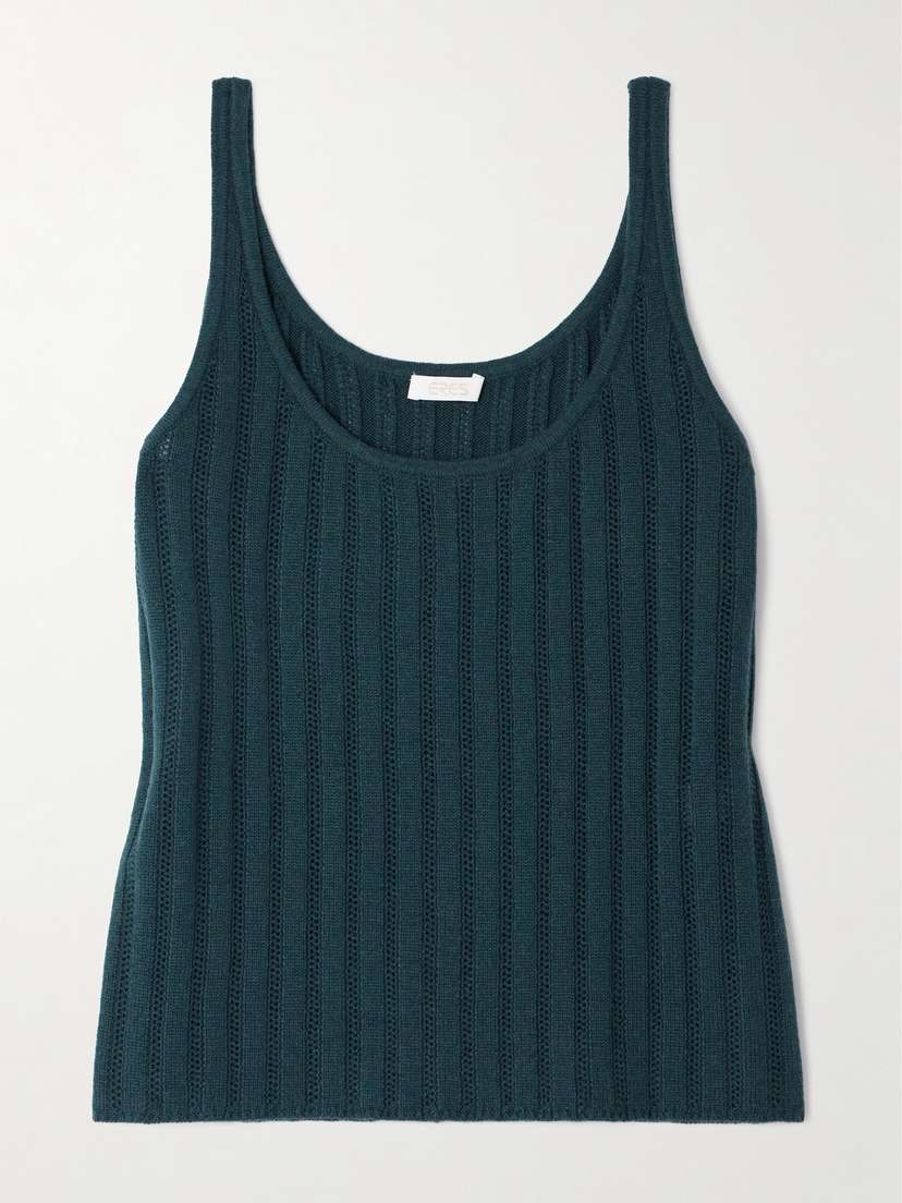 Eres Luxe Palace Ribbed And Pointelle-knit Wool And Cashmere-blend Tank