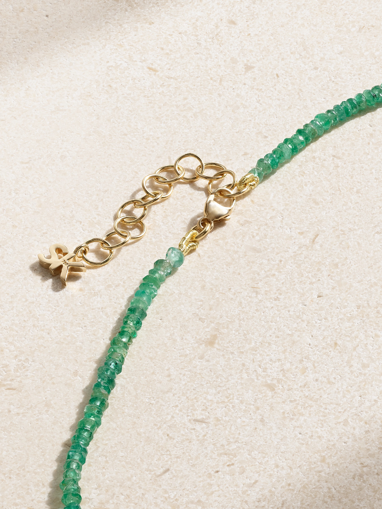 Suzanne Kalan Infinite 18-karat Gold, Emerald And Diamond Necklace In Green