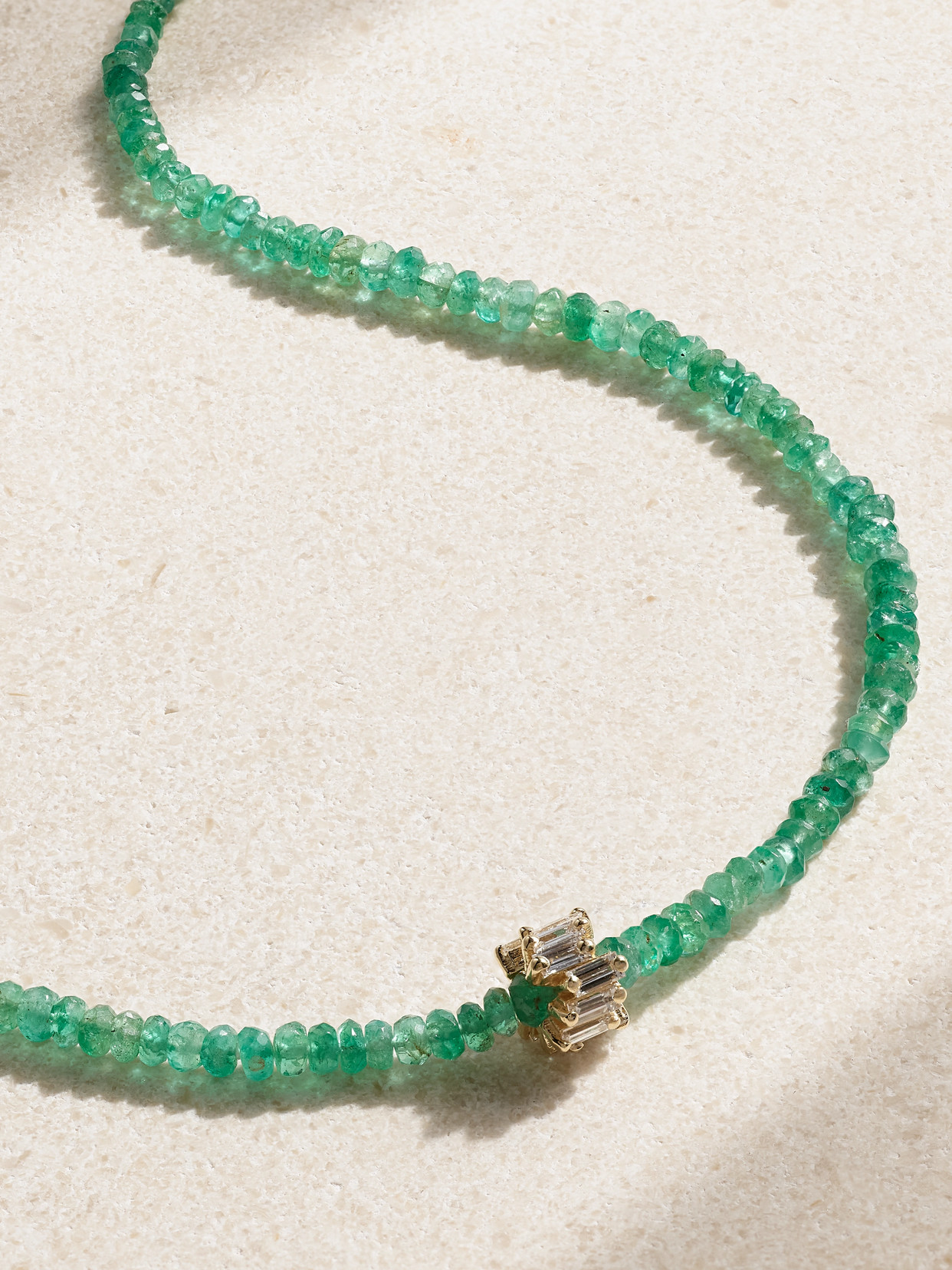 Suzanne Kalan Infinite 18-karat Gold, Emerald And Diamond Necklace In Green