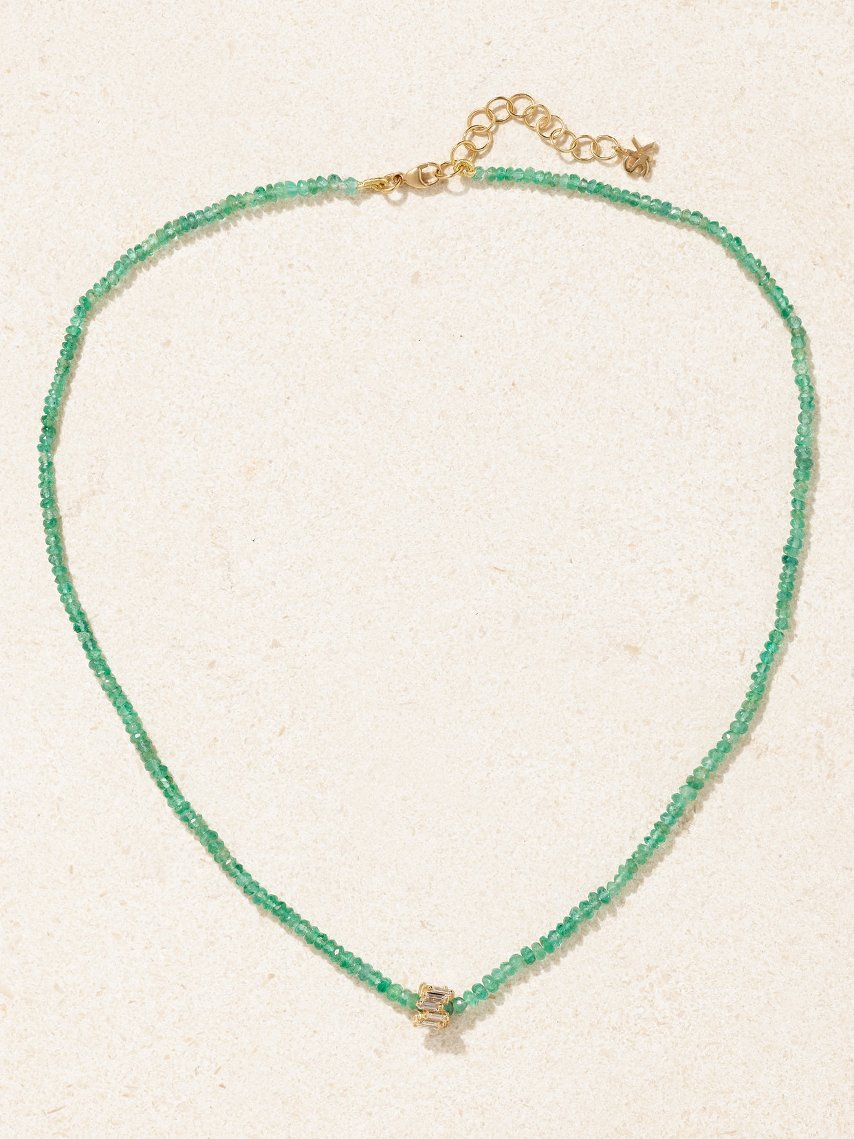 Suzanne Kalan Infinite 18-karat Gold, Emerald And Diamond Necklace In Green