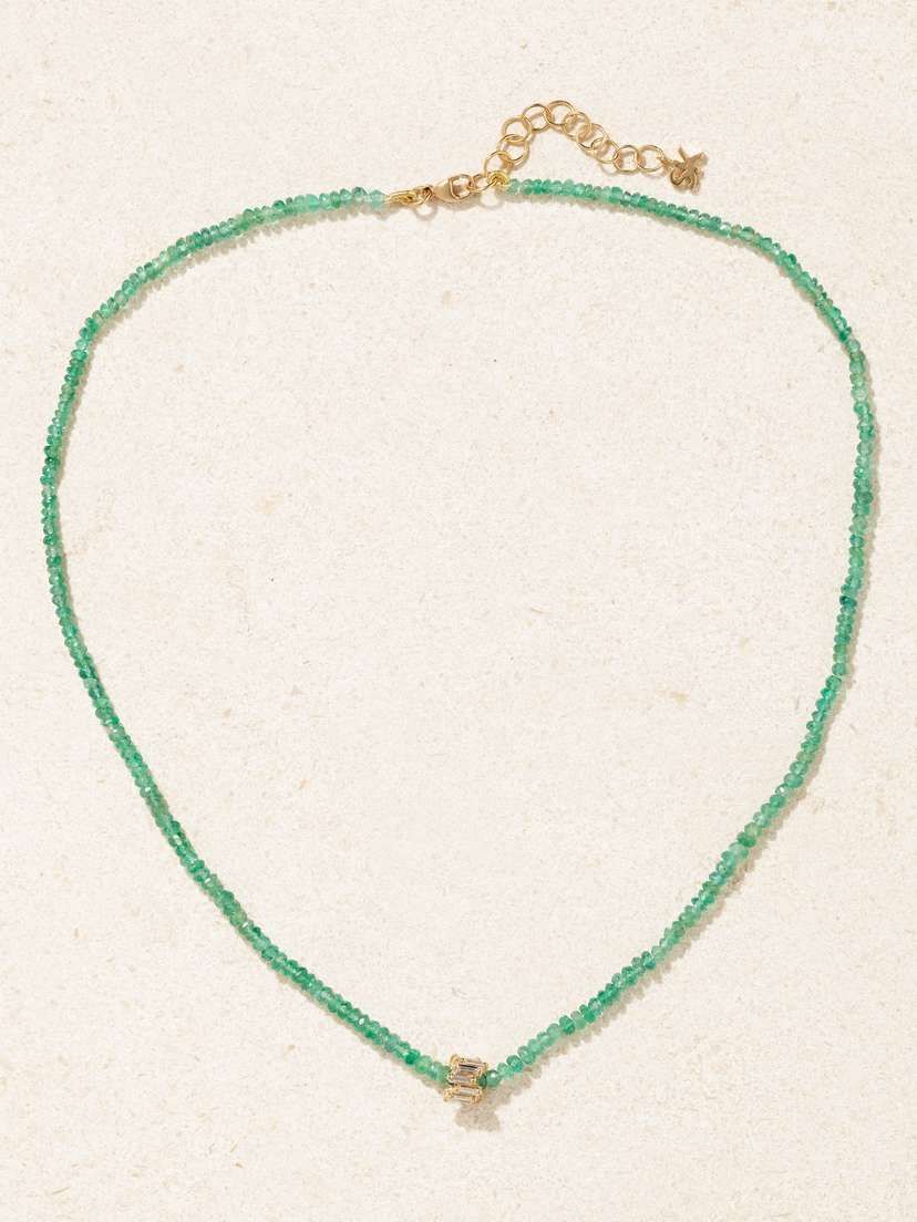 Suzanne Kalan Infinite 18-karat Gold, Emerald And Diamond Necklace