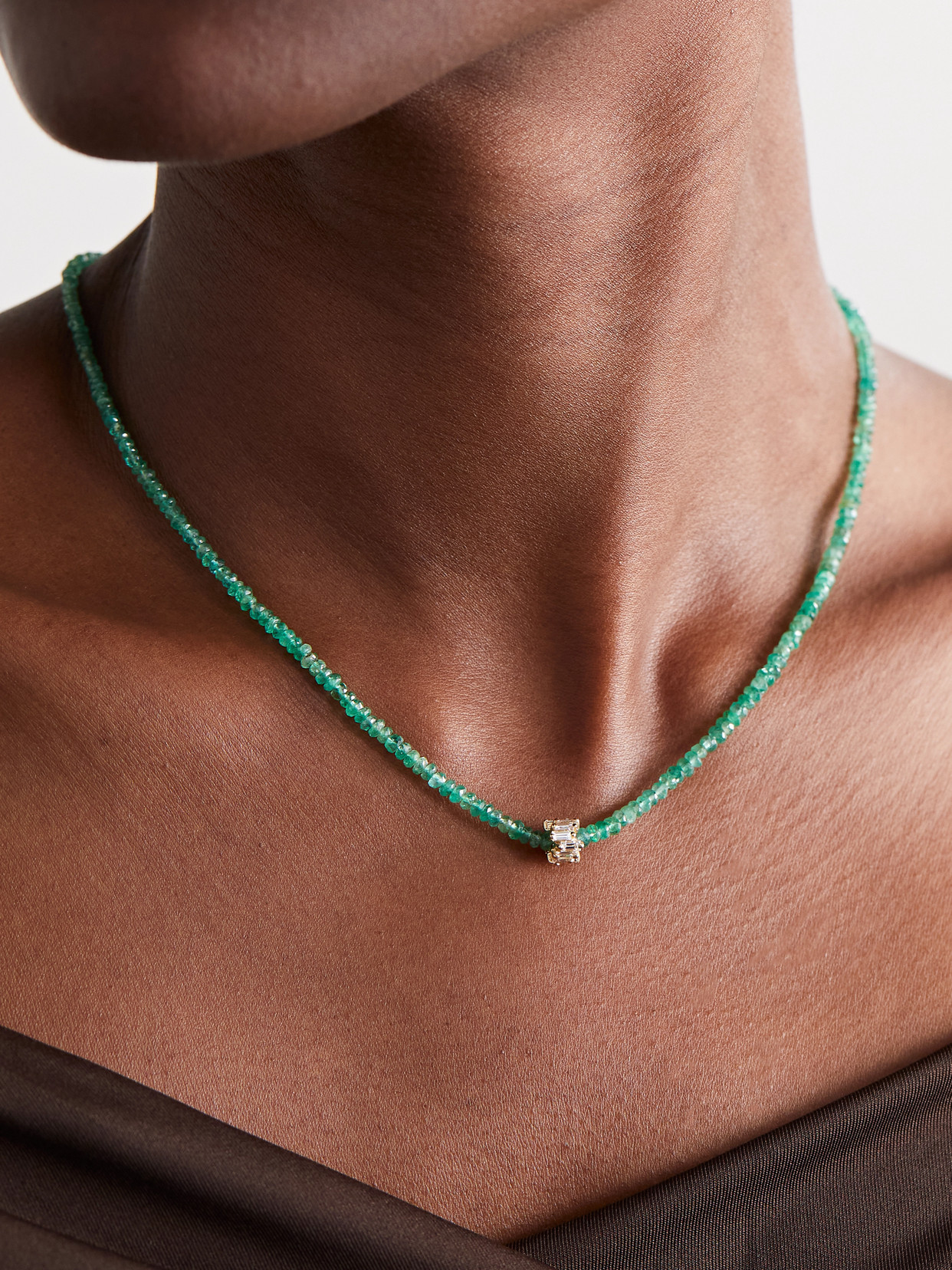 Suzanne Kalan Infinite 18-karat Gold, Emerald And Diamond Necklace In Green