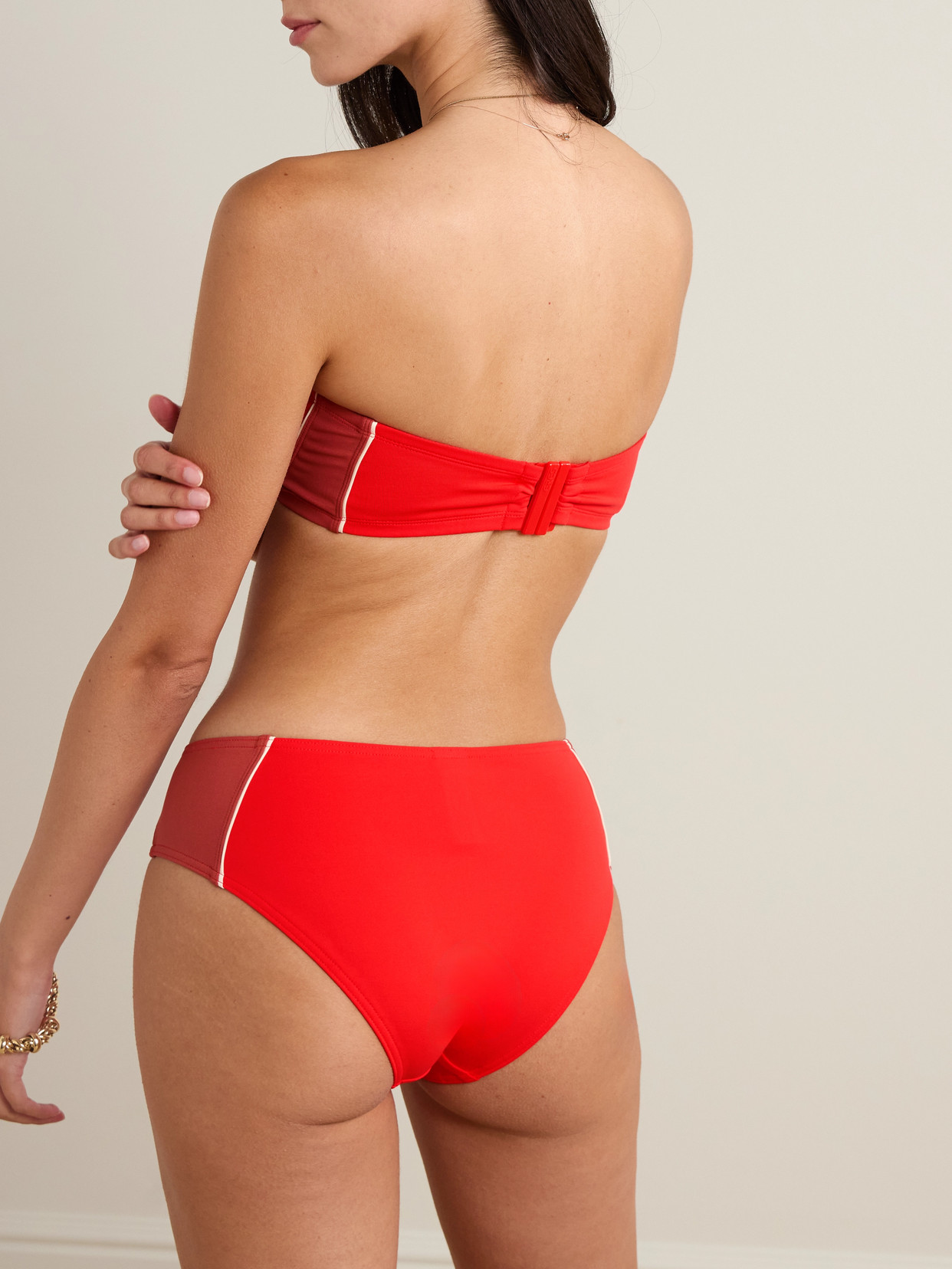 Eres Club Strapless Color-block Bikini Top In Red