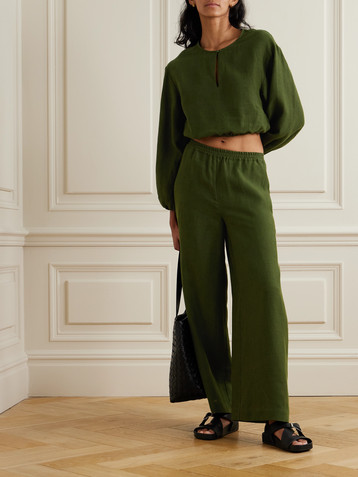 Eres L'Intemporel Auguste gathered linen top