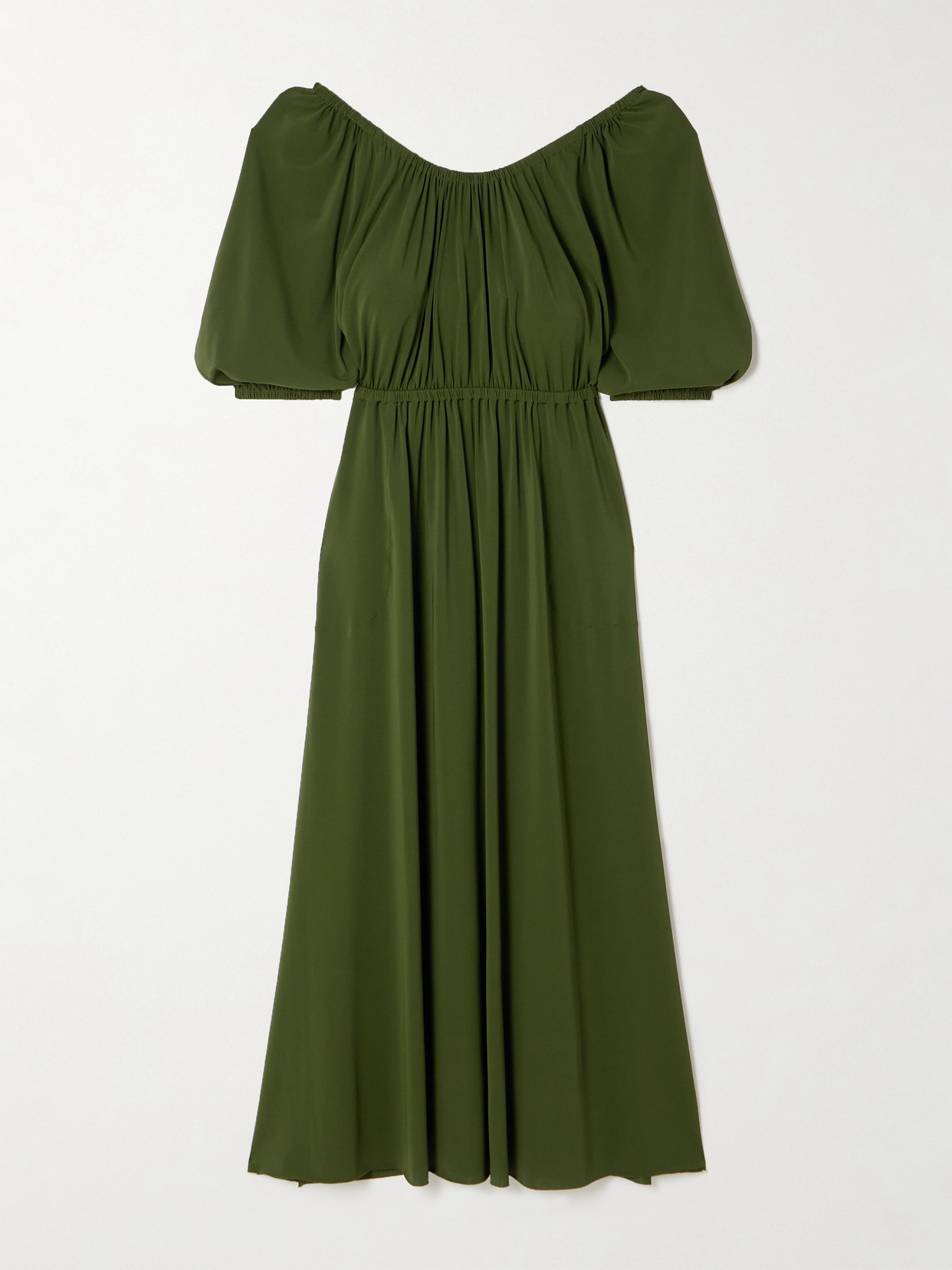 Eres Gabriela Gathered Stretch-jersey Midi Dress In Green