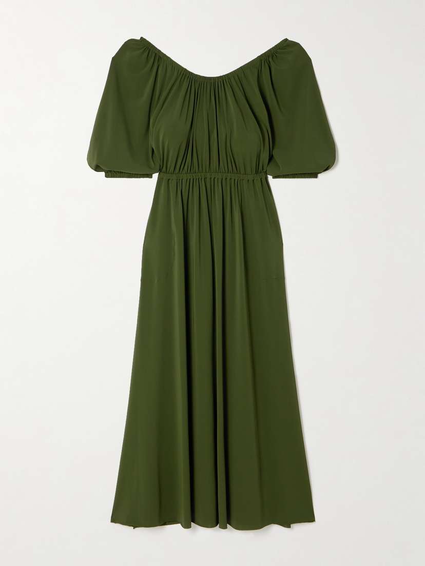 Eres Gabriela Belted Gathered Stretch-jersey Midi Dress