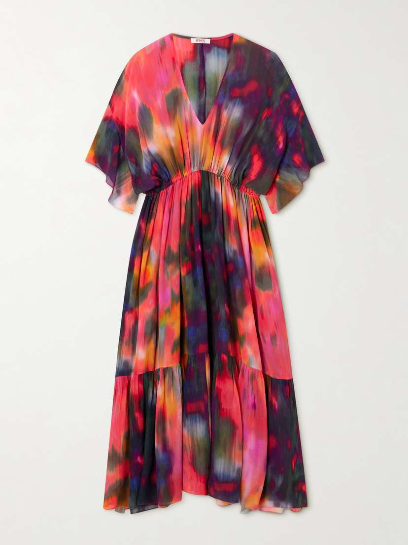 Eres Boreale Infinie Tiered Printed Silk-crepon Midi Dress