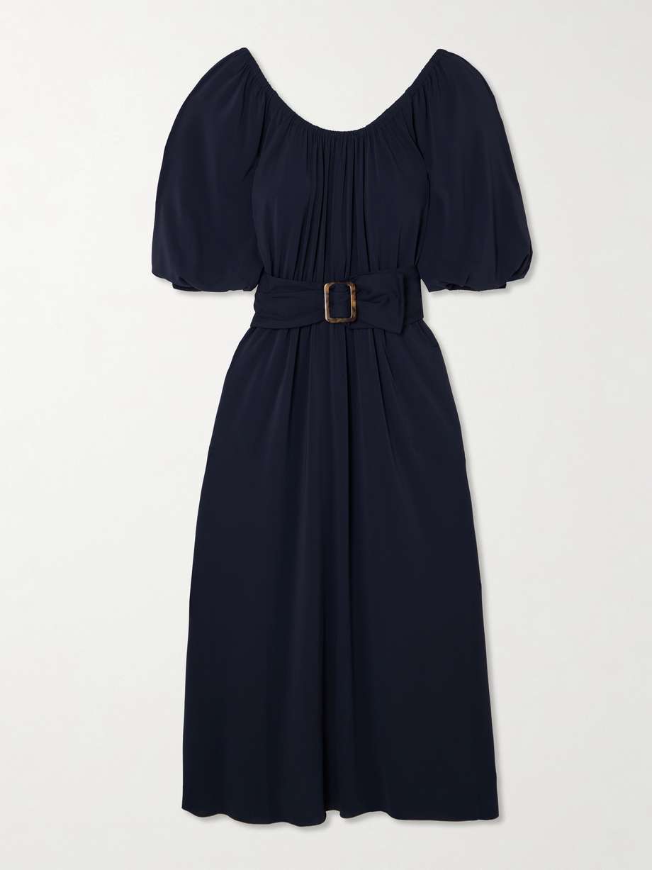 gabriela belted gathered stretch-jersey midi dress