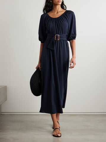 Eres Gabriela belted gathered stretch-jersey midi dress