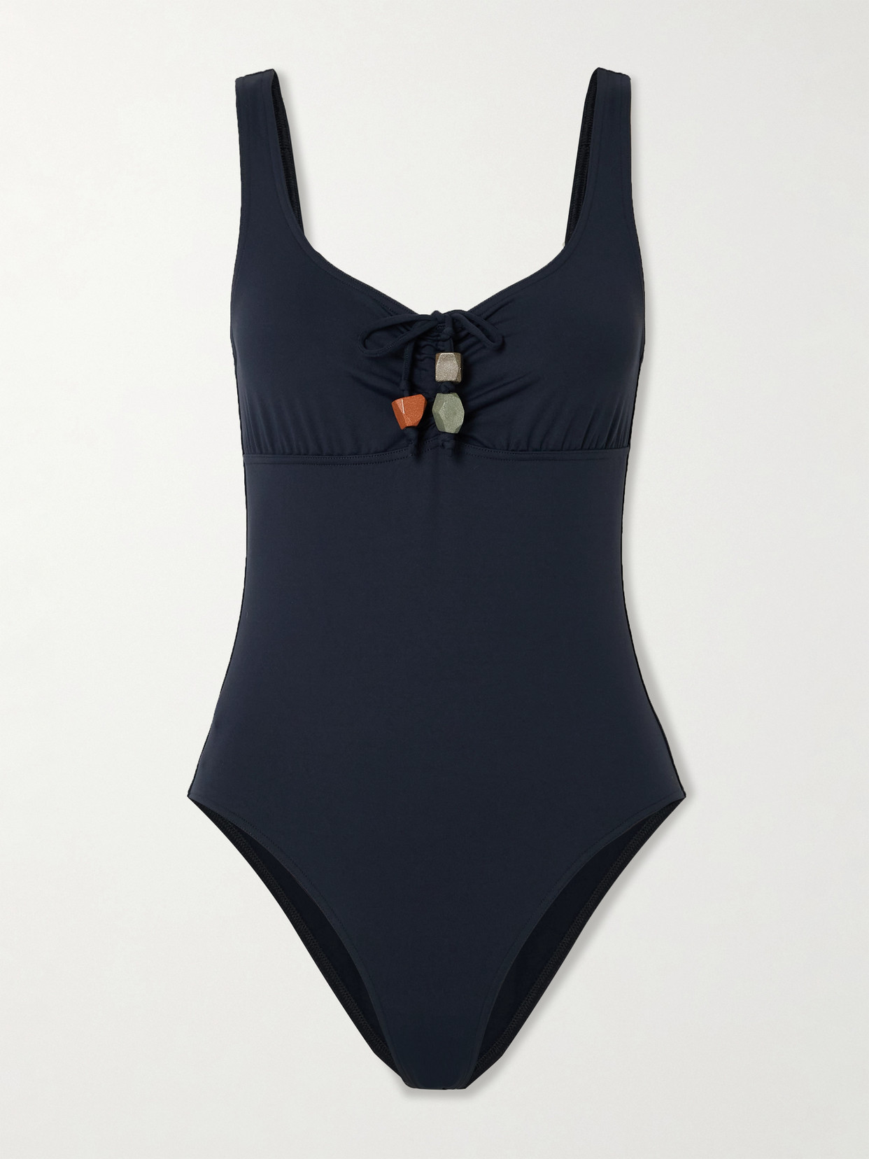 Eres - Moon Ruched Embellished Swimsuit - Blue