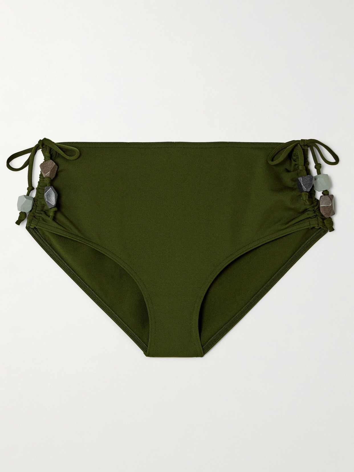 Eres - Galilee Ruched Embellished Bikini Briefs - Green
