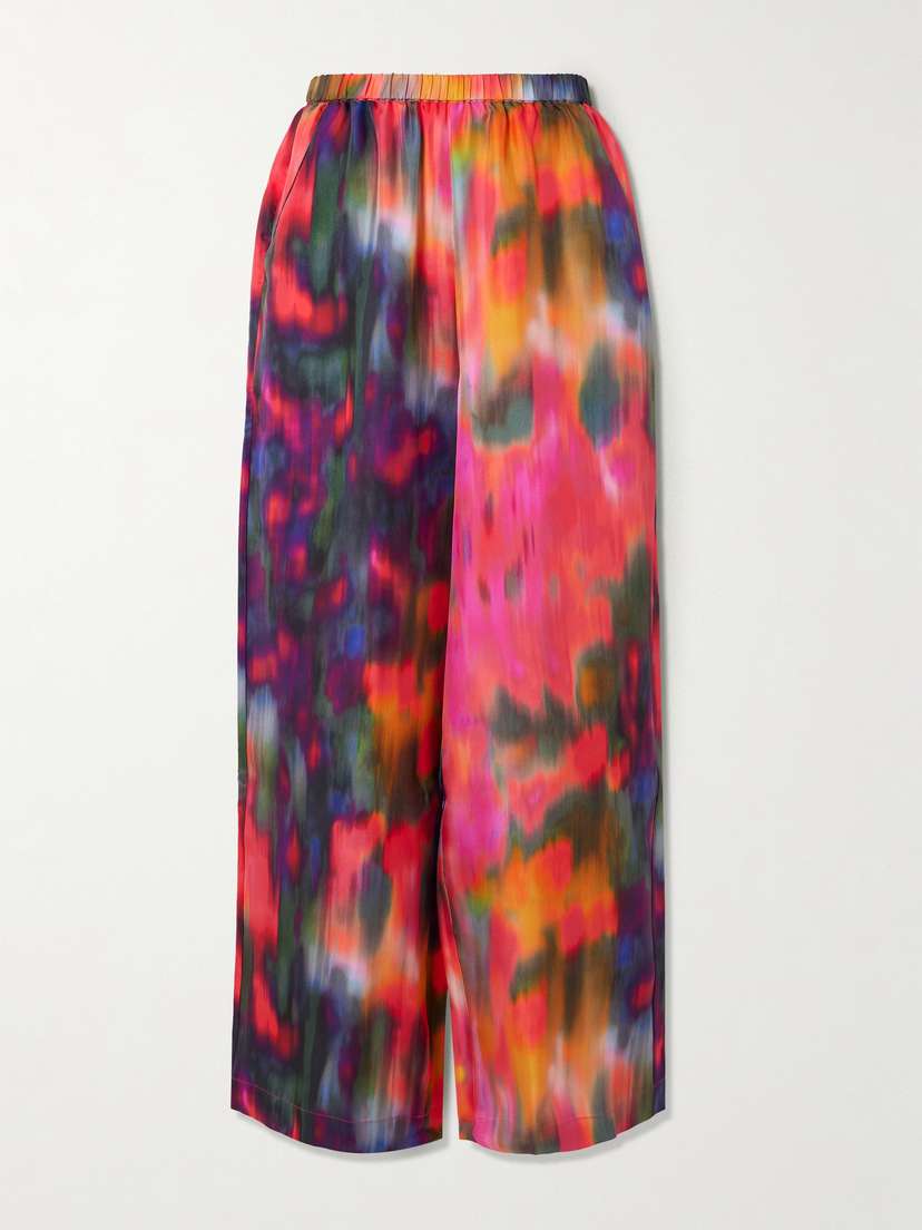 Eres Magnetique Printed Silk-twill Wide-leg Pants